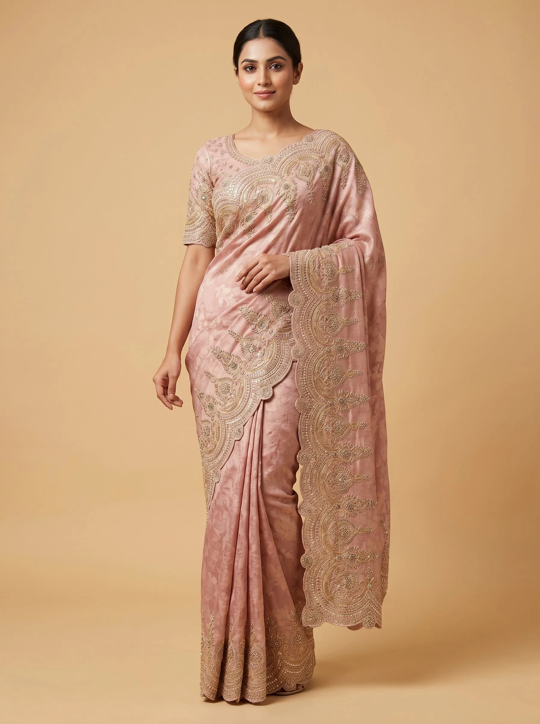 Pink Grace Embroidered Saree
