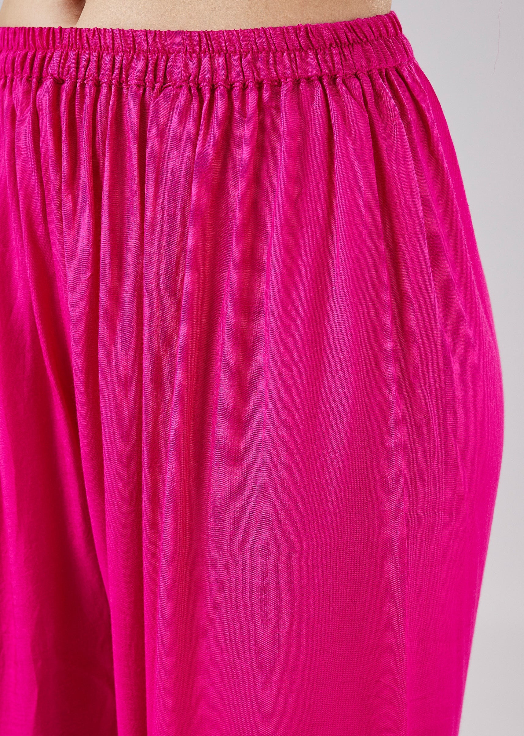 Pink Hand Block Printed Chiffon Anarkali Set With Dupatta - Image 6