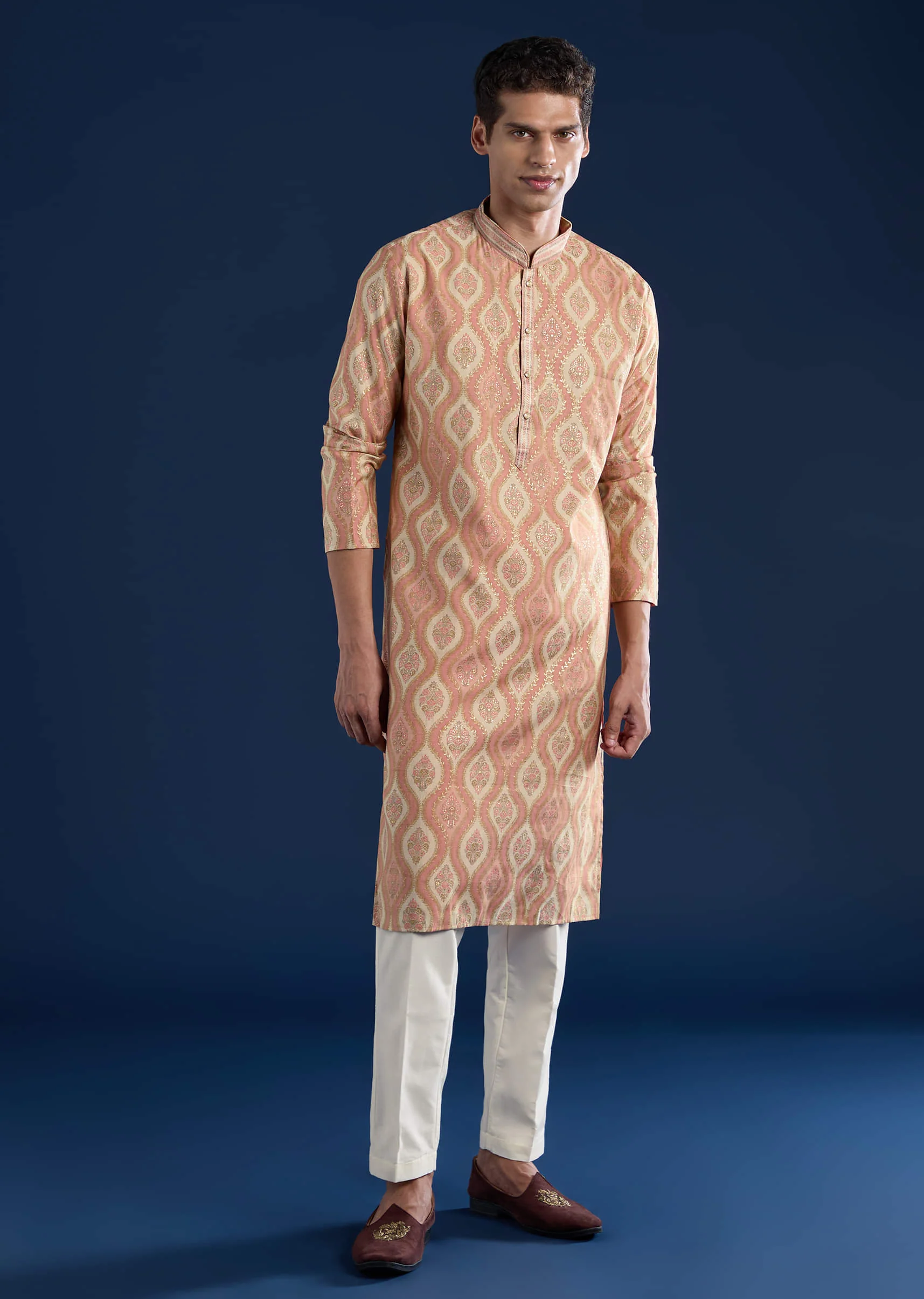 Pink Kurta silk Set in Traditional Printed Motifs - Image 2