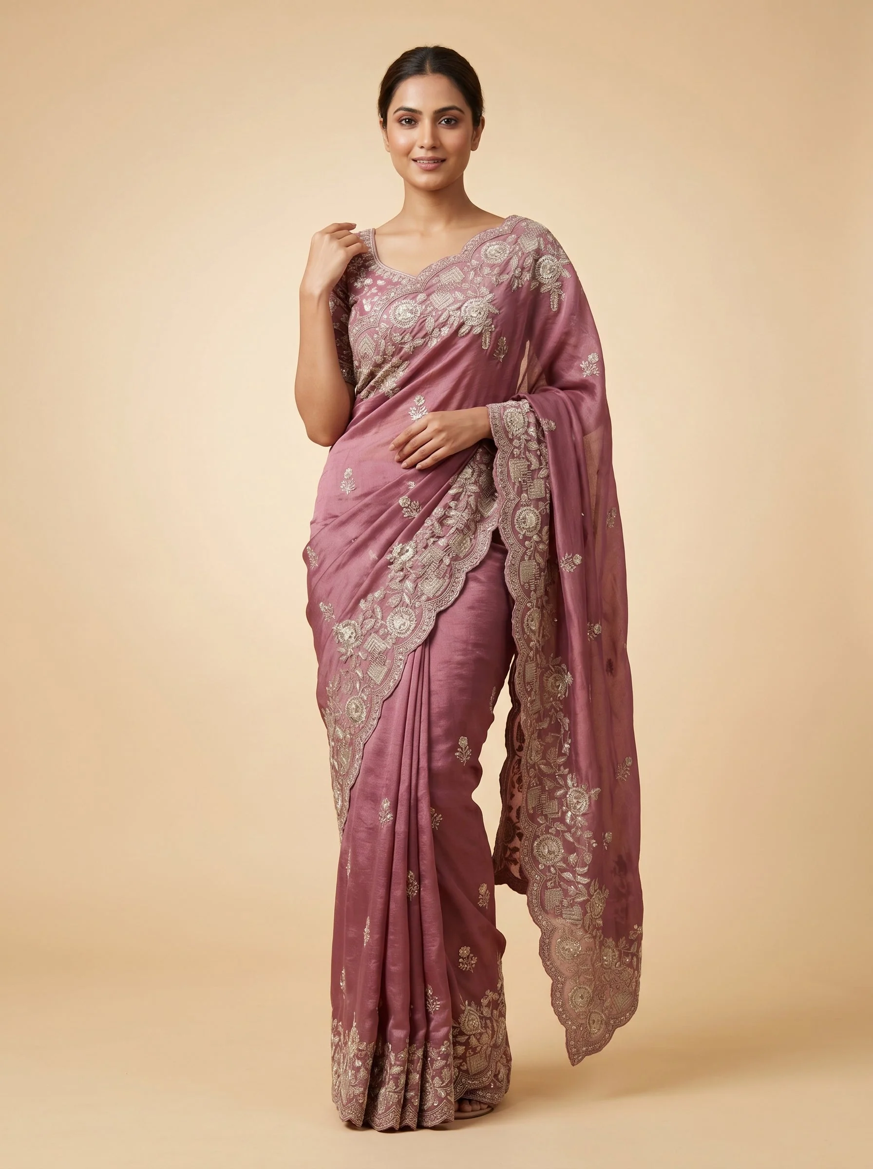 Pink Petal Blush Embroidered Saree