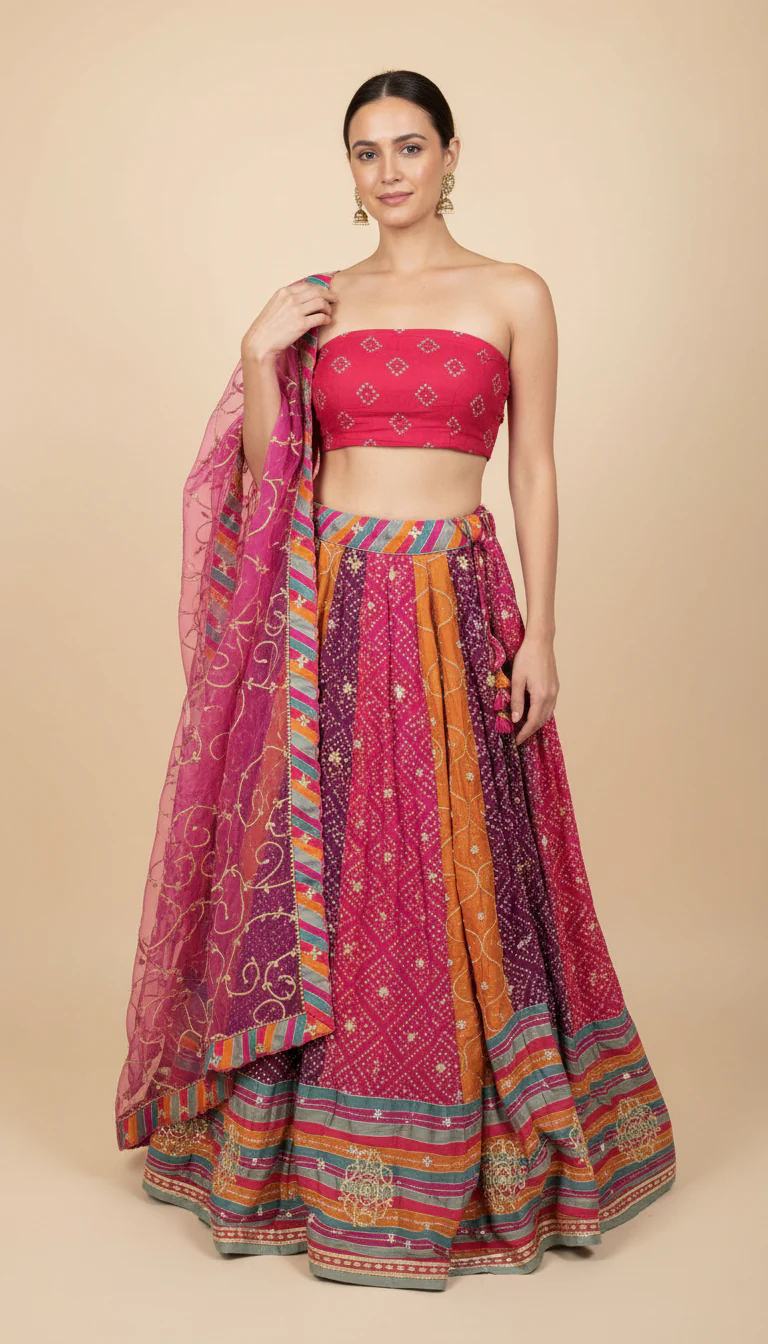Pink Petal Bridesmaid Lehenga - Image 2