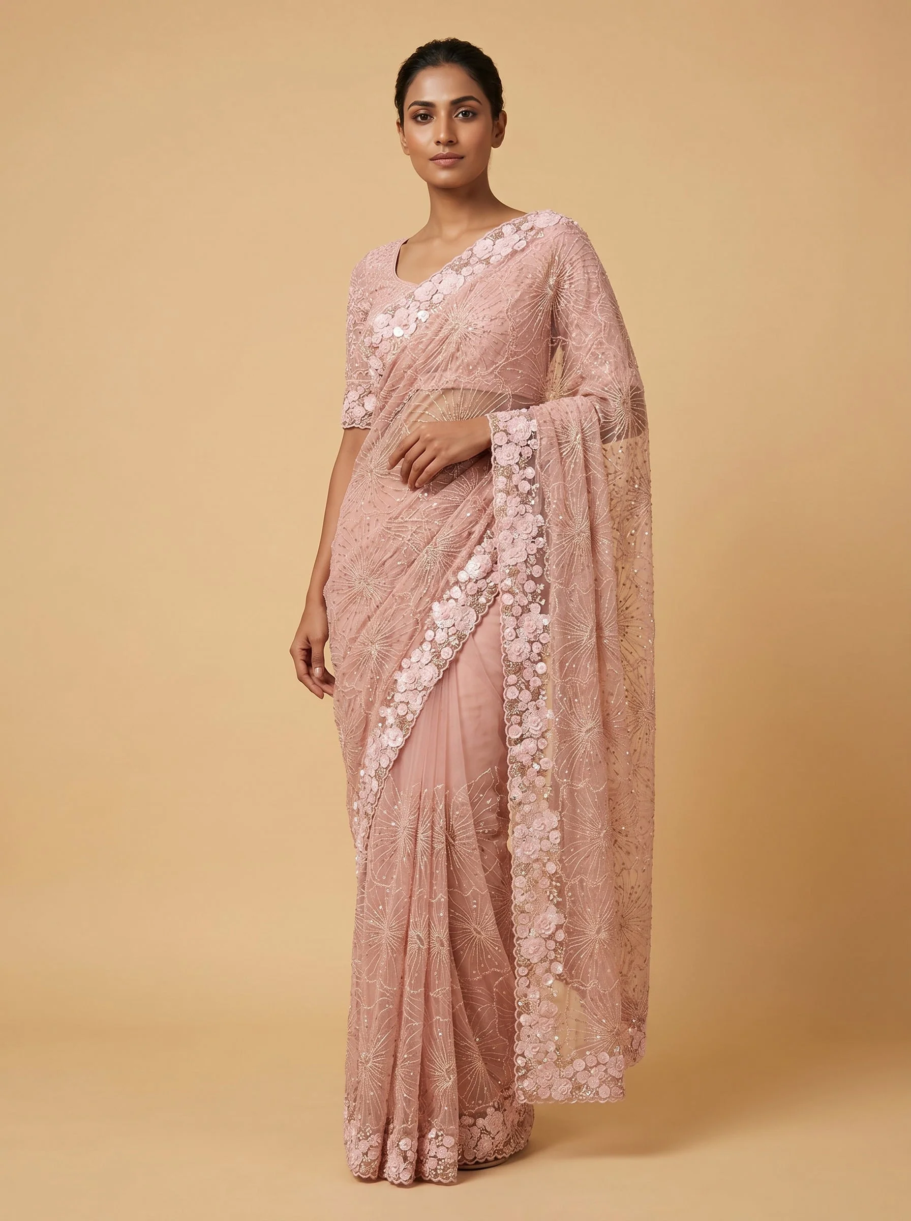 Pink Petal Muse Embroidered Saree