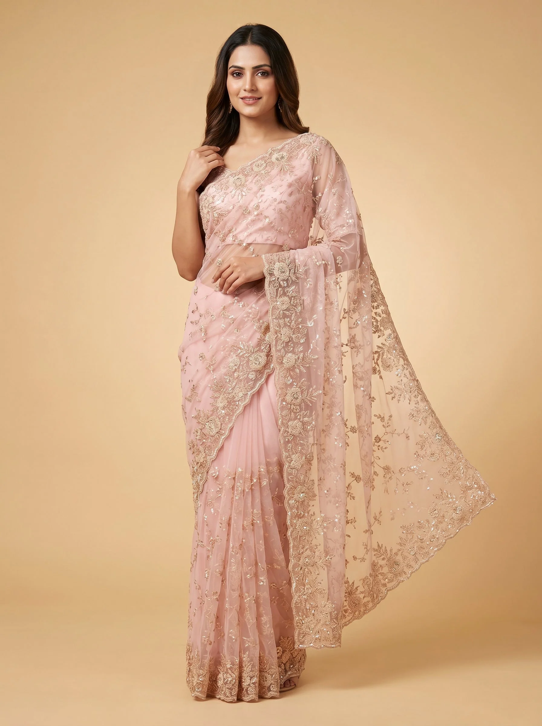 Pink Petal Sheen Handloom Saree