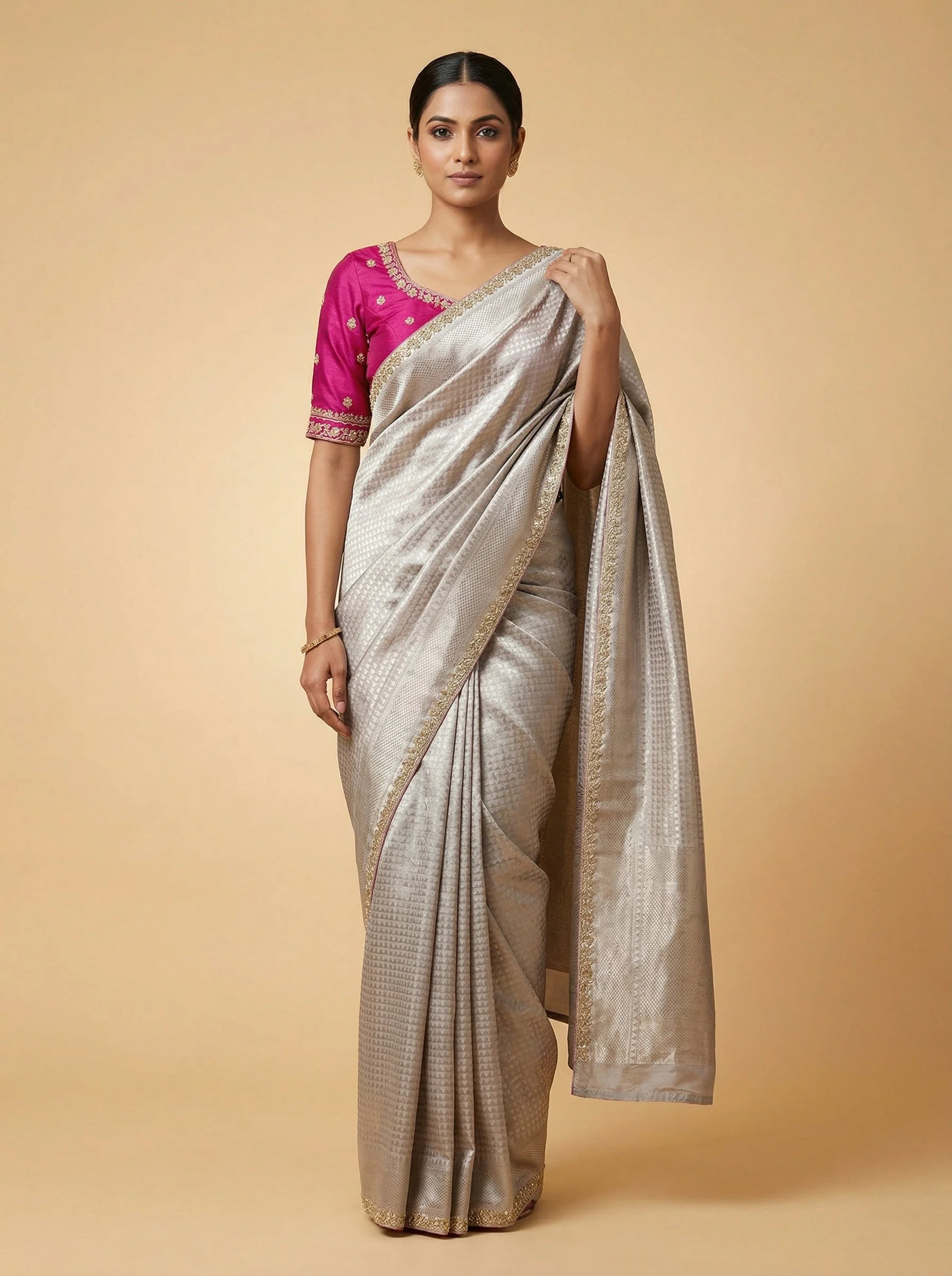 Pink Petite Embroidered Saree