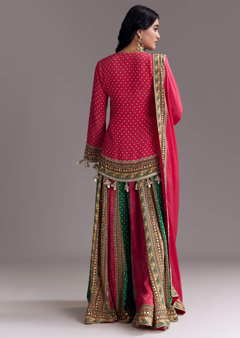 Pink Printed Palazzo Set With Dupatta - Image 6