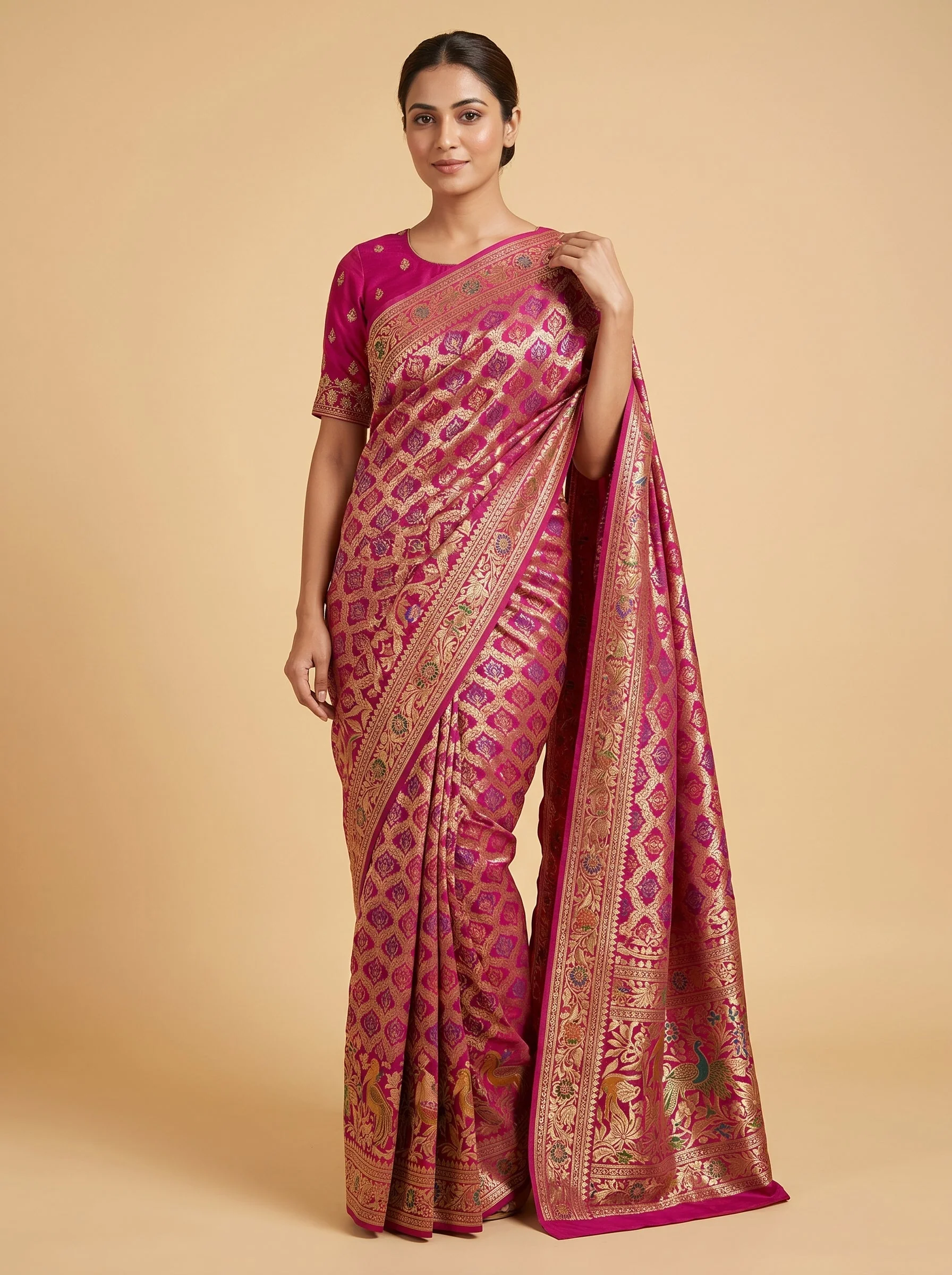 Pink Radiant Bandhani Saree