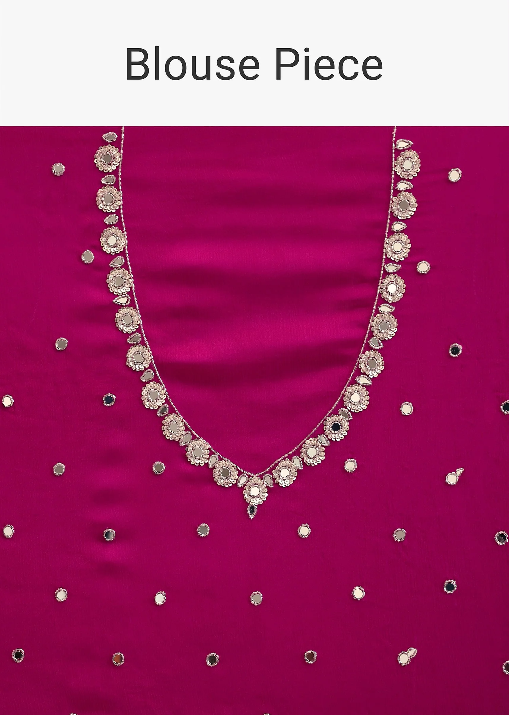 Pink Satin Chinon Saree With Floral Motif Scallop Border And Unstitched Blouse Piece - Image 8