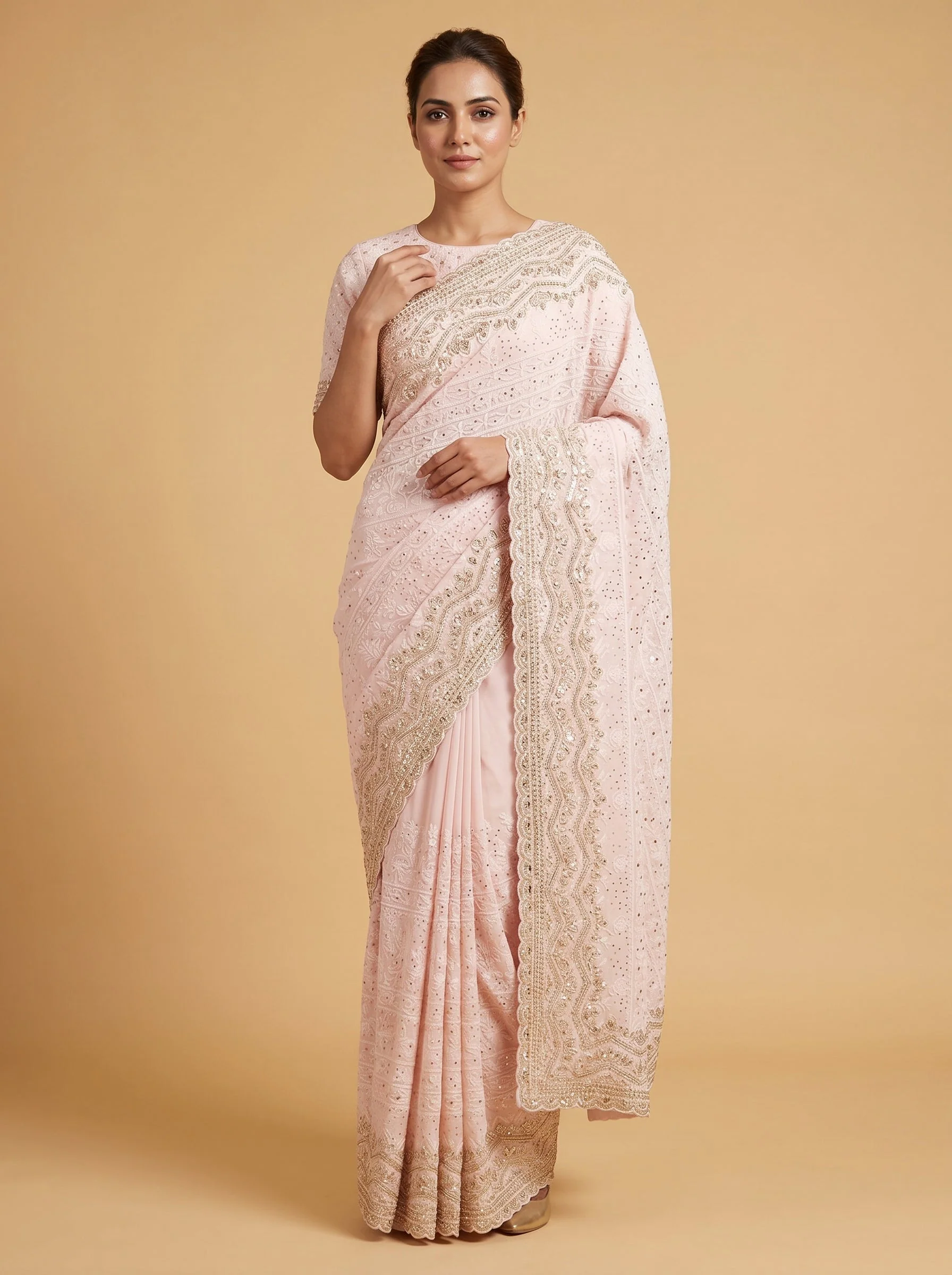 Pink Shiny Motif Saree