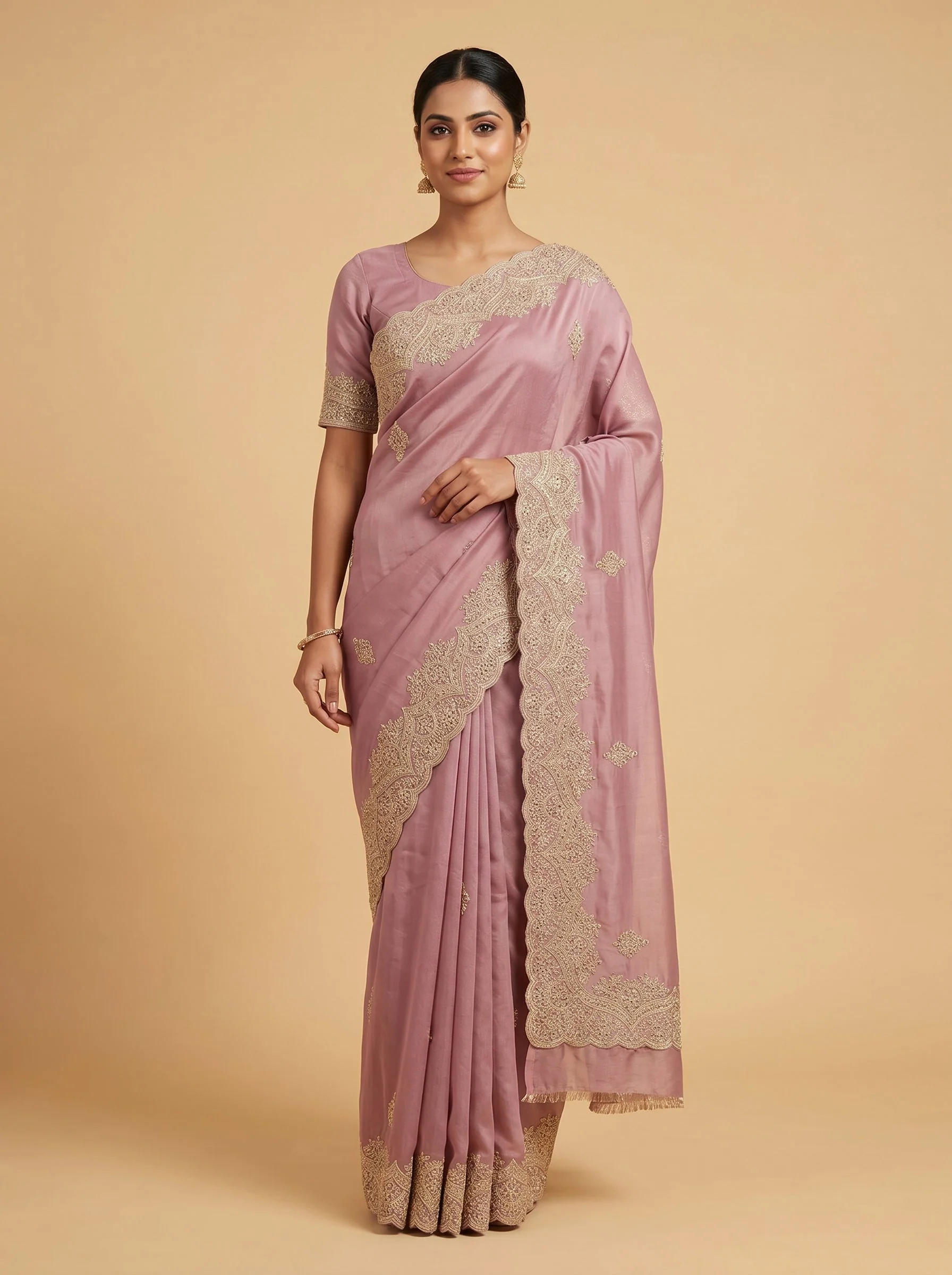 Pink Soft Embroidery Embroidered Saree