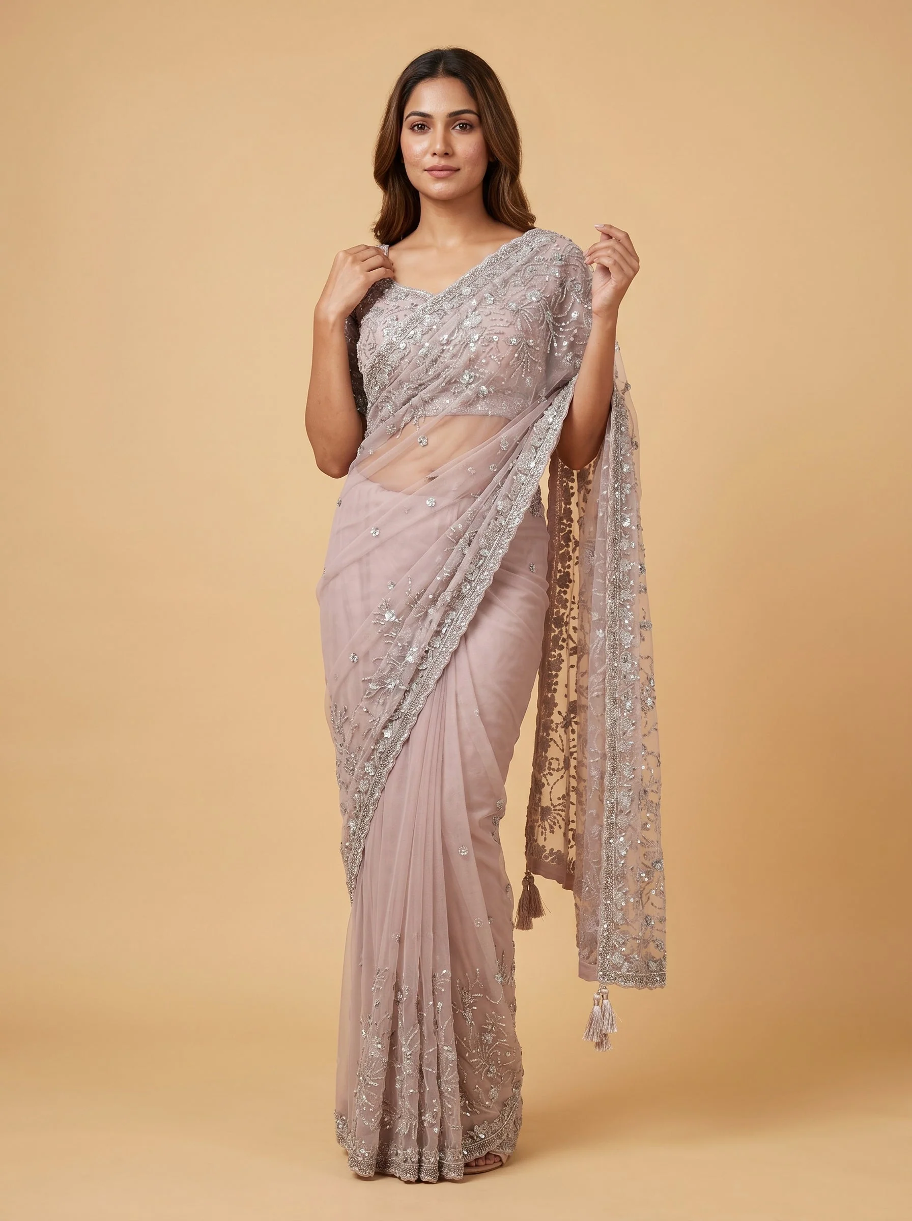 Pink Soft Glow Embroidered Saree
