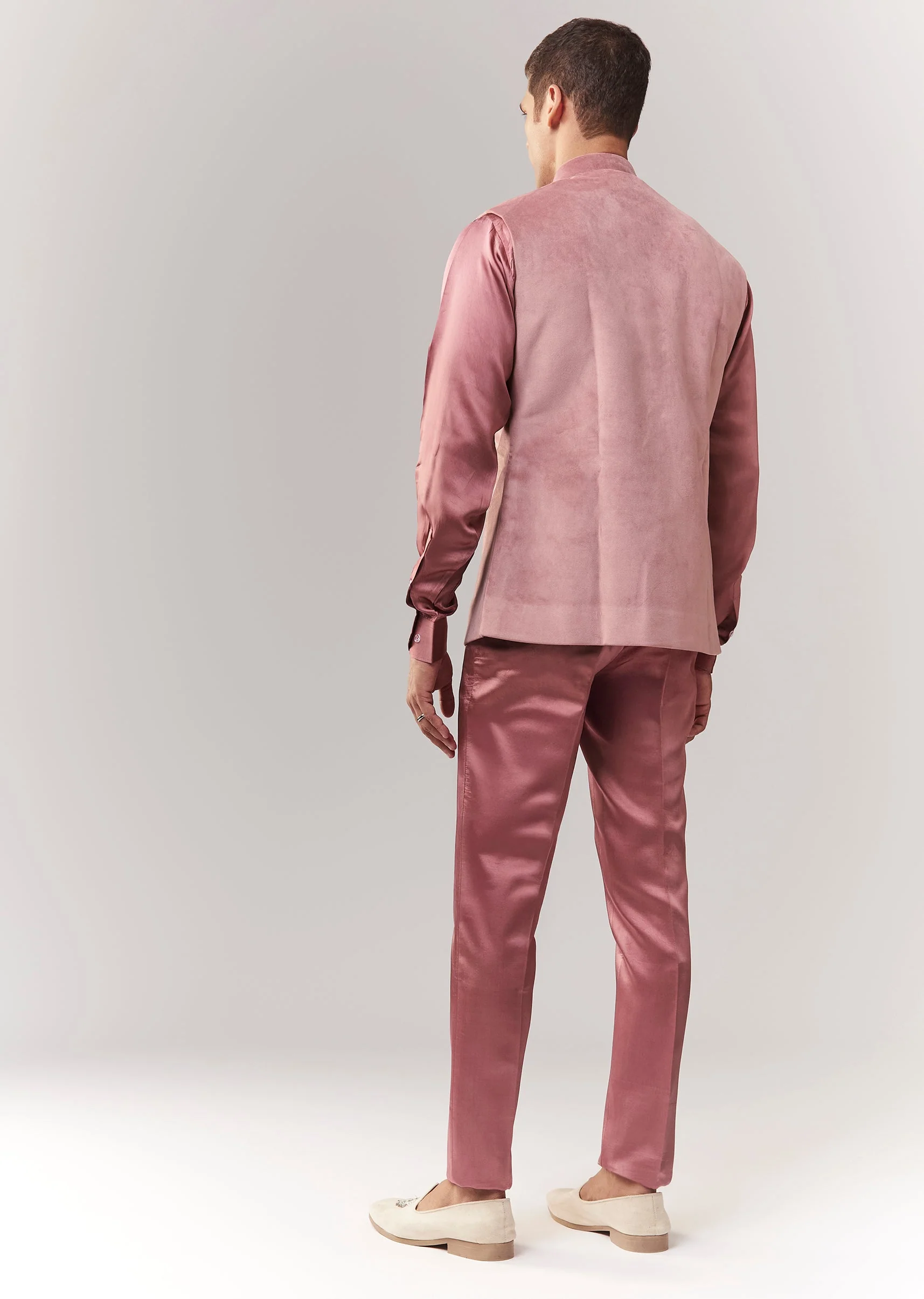 Pink Suede Patch Pocket Bandi Set With Tassels Stones And Beads - Image 5
