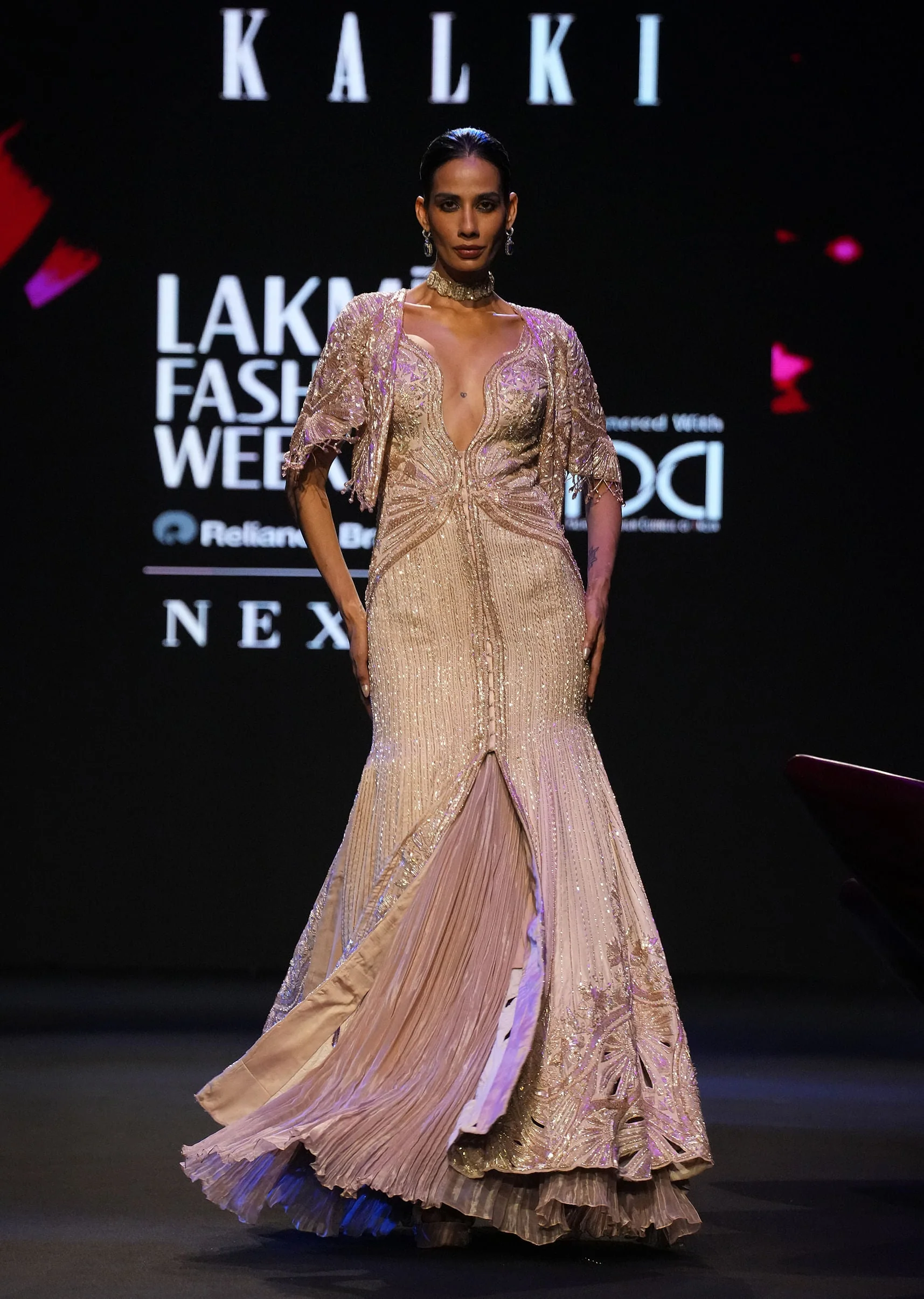 Pink Tissue Cutdana Fishcut Lehenga With Cape And Jacket