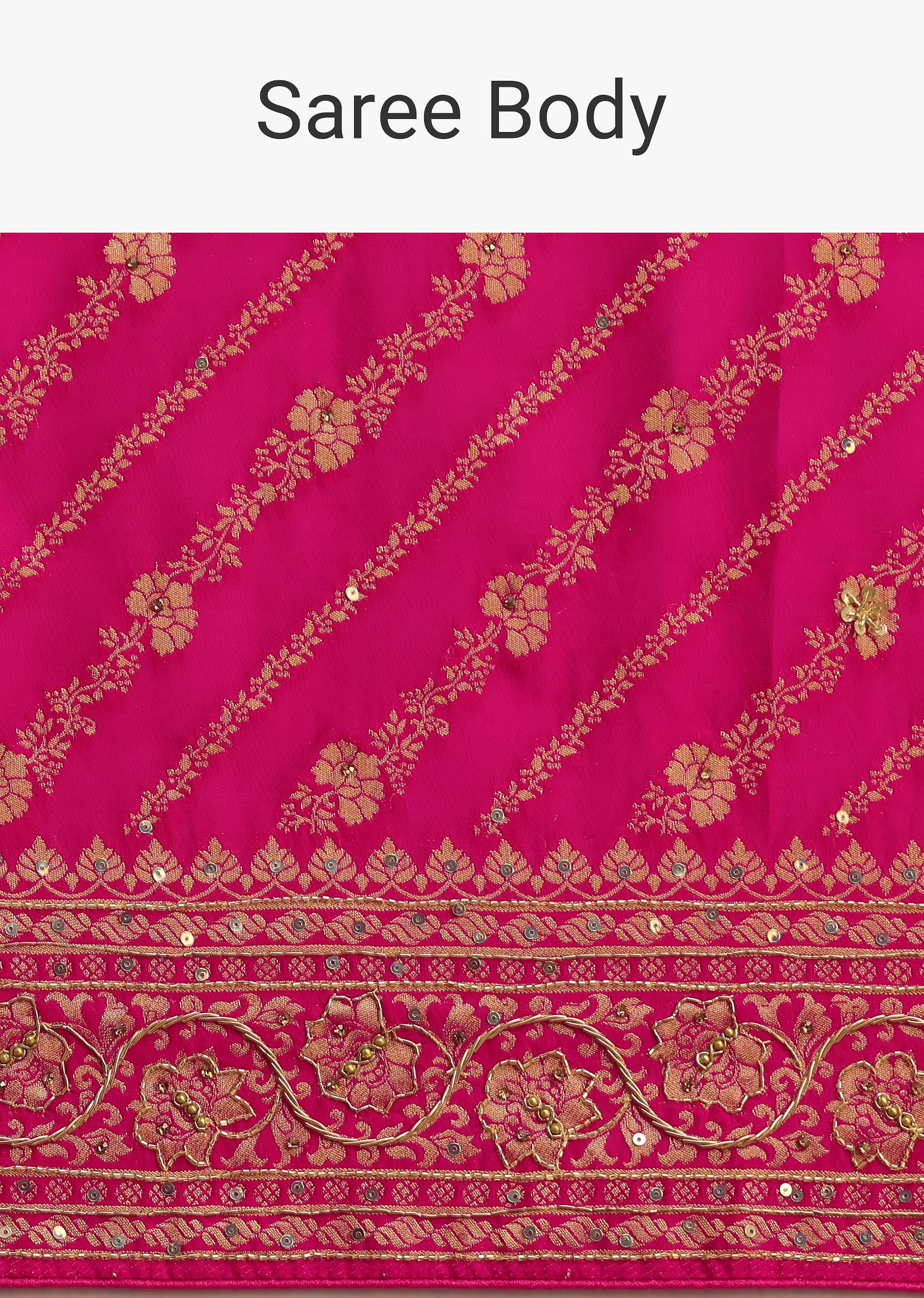 Pink Zardosi Embroidered Saree With Cutdana And Stone Work - Image 9