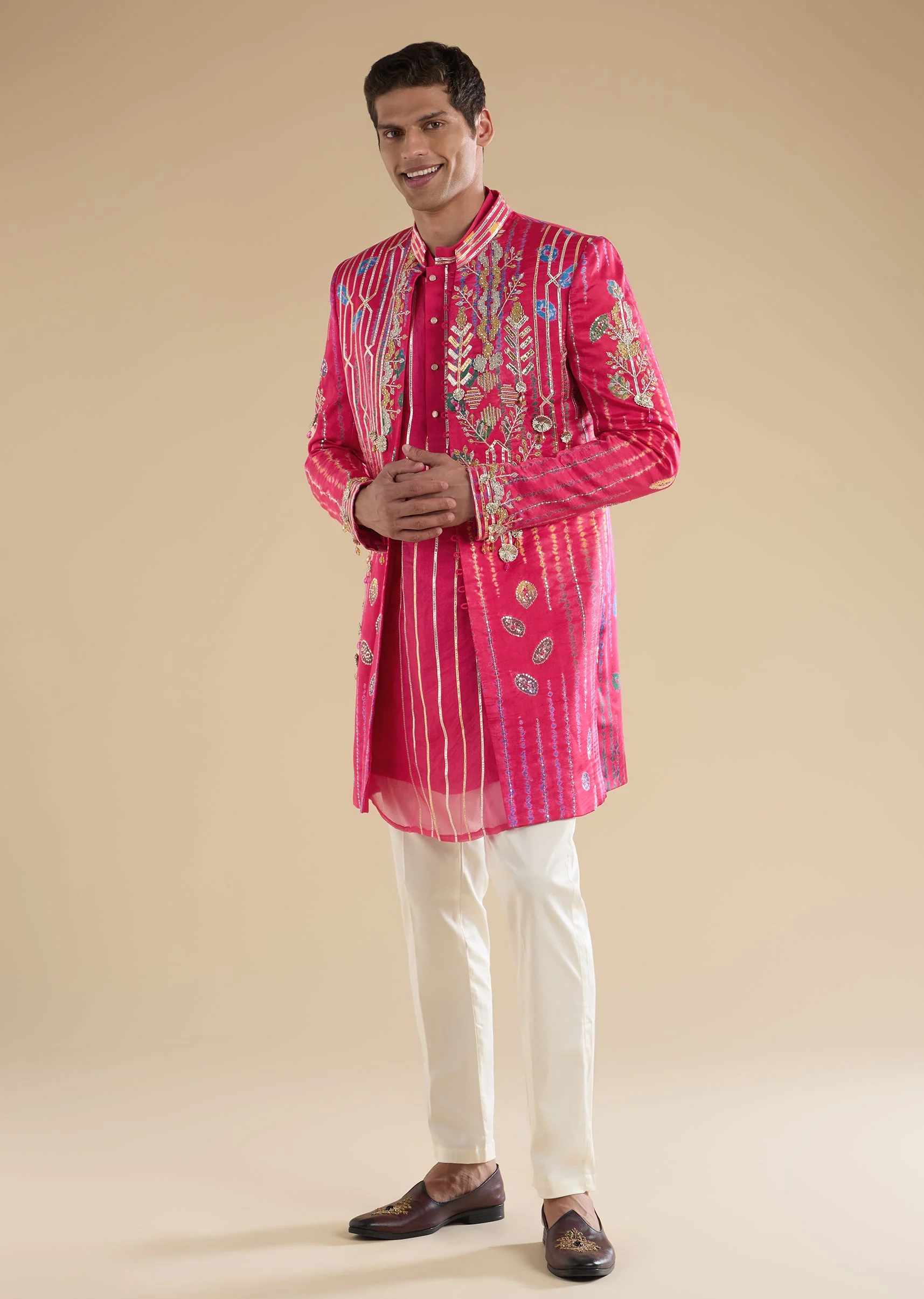 Pink Zardosi Indo Western Set - Image 3