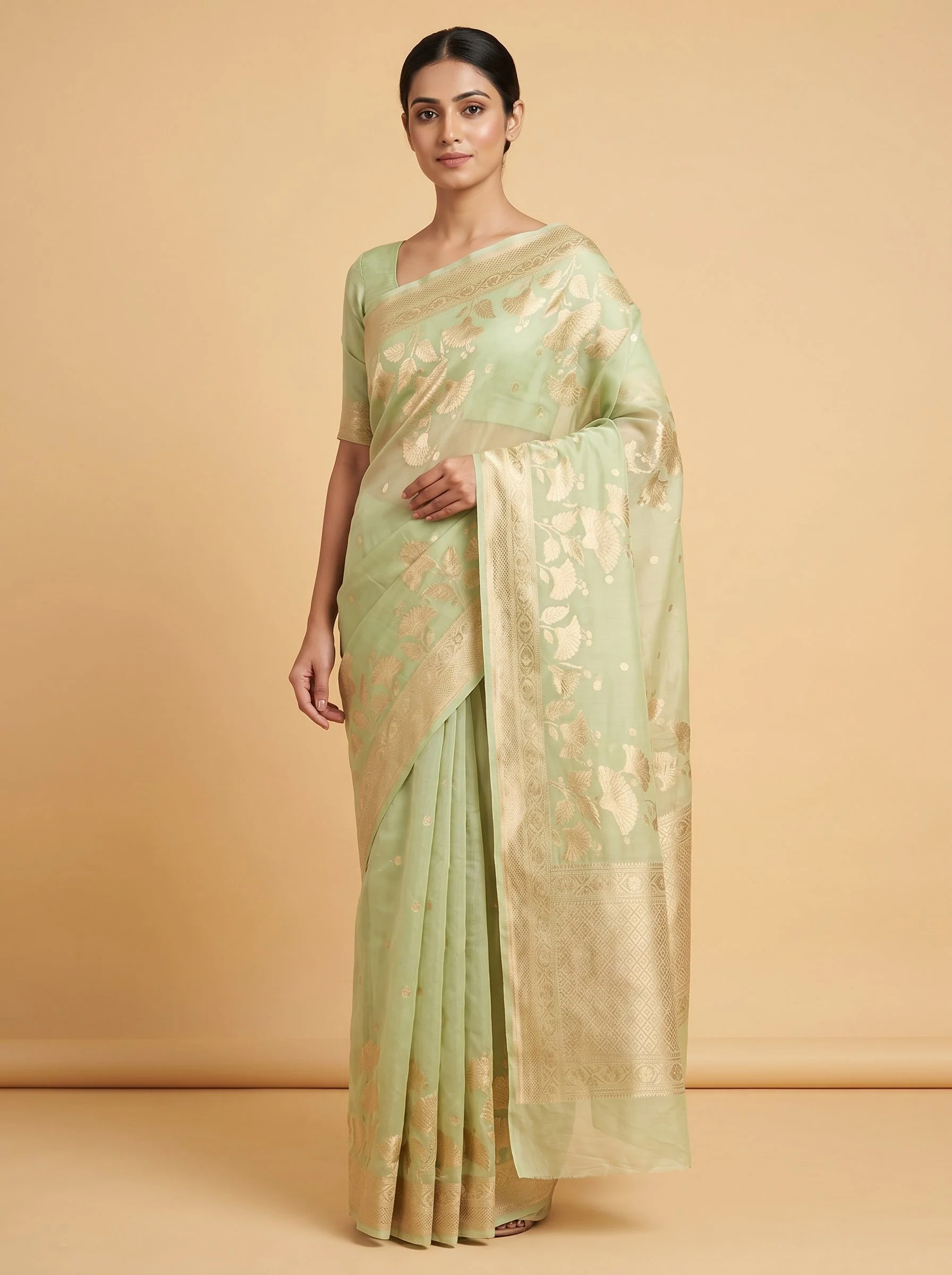 Pista Green Glow Saree