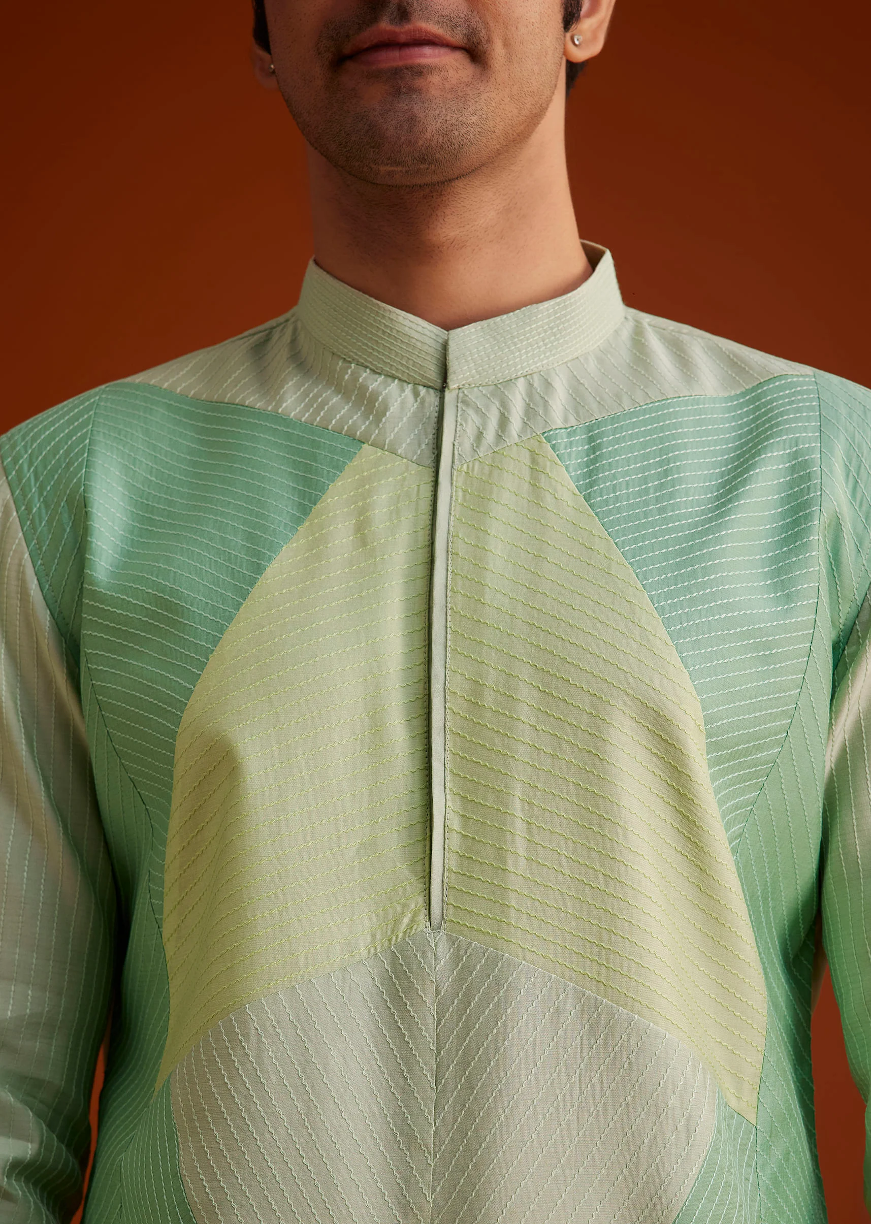 Pista Green Kurta Set In Contemporary Design - Image 2