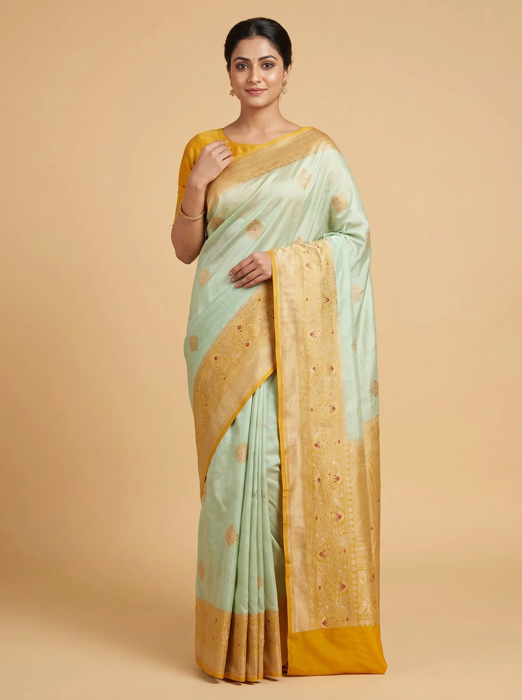 Pista Green Serene Weave Handloom Saree