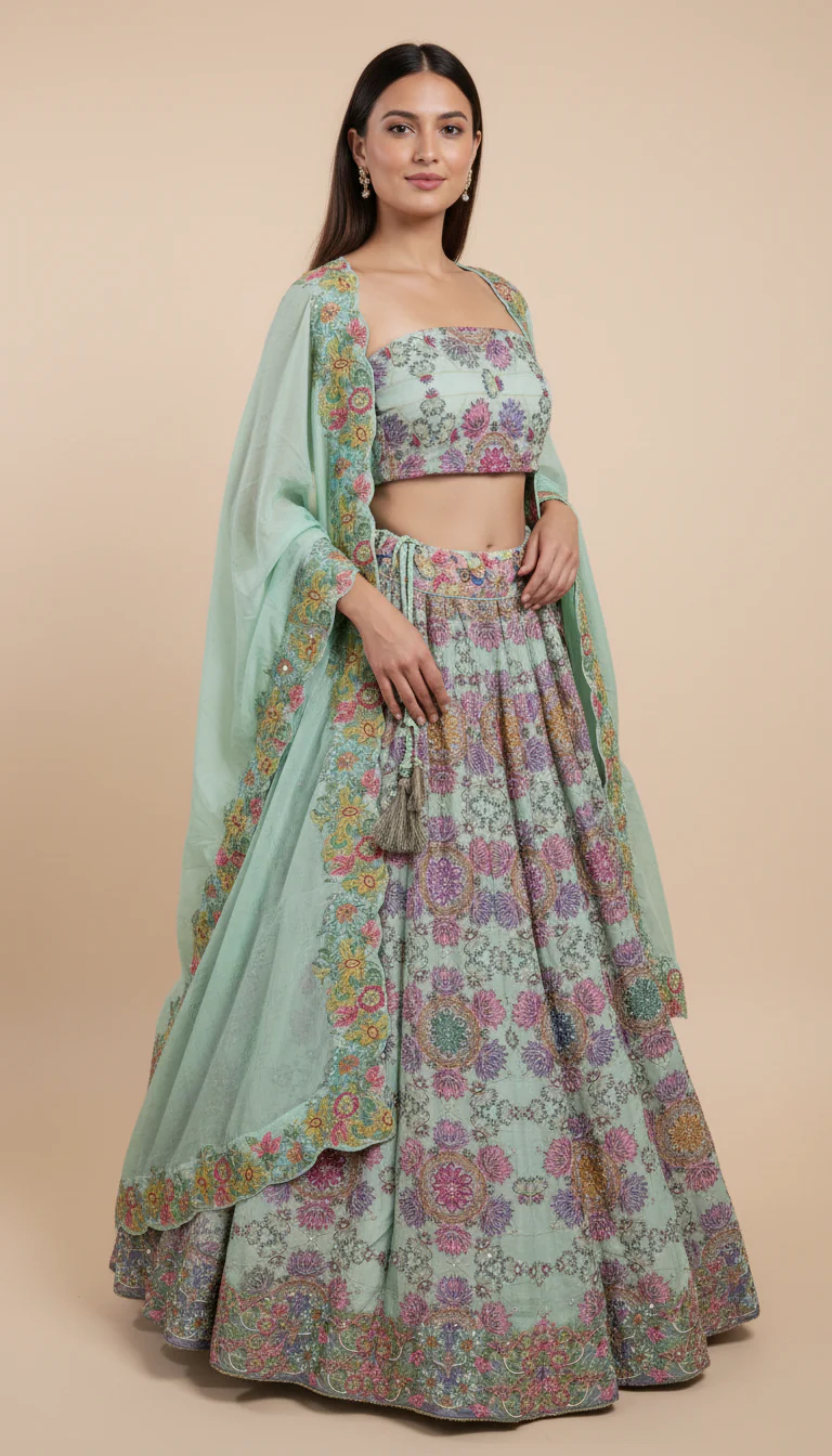 Pista Mint Bridesmaid Lehenga - Image 2