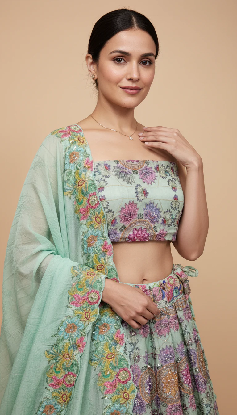 Pista Mint Bridesmaid Lehenga - Image 3
