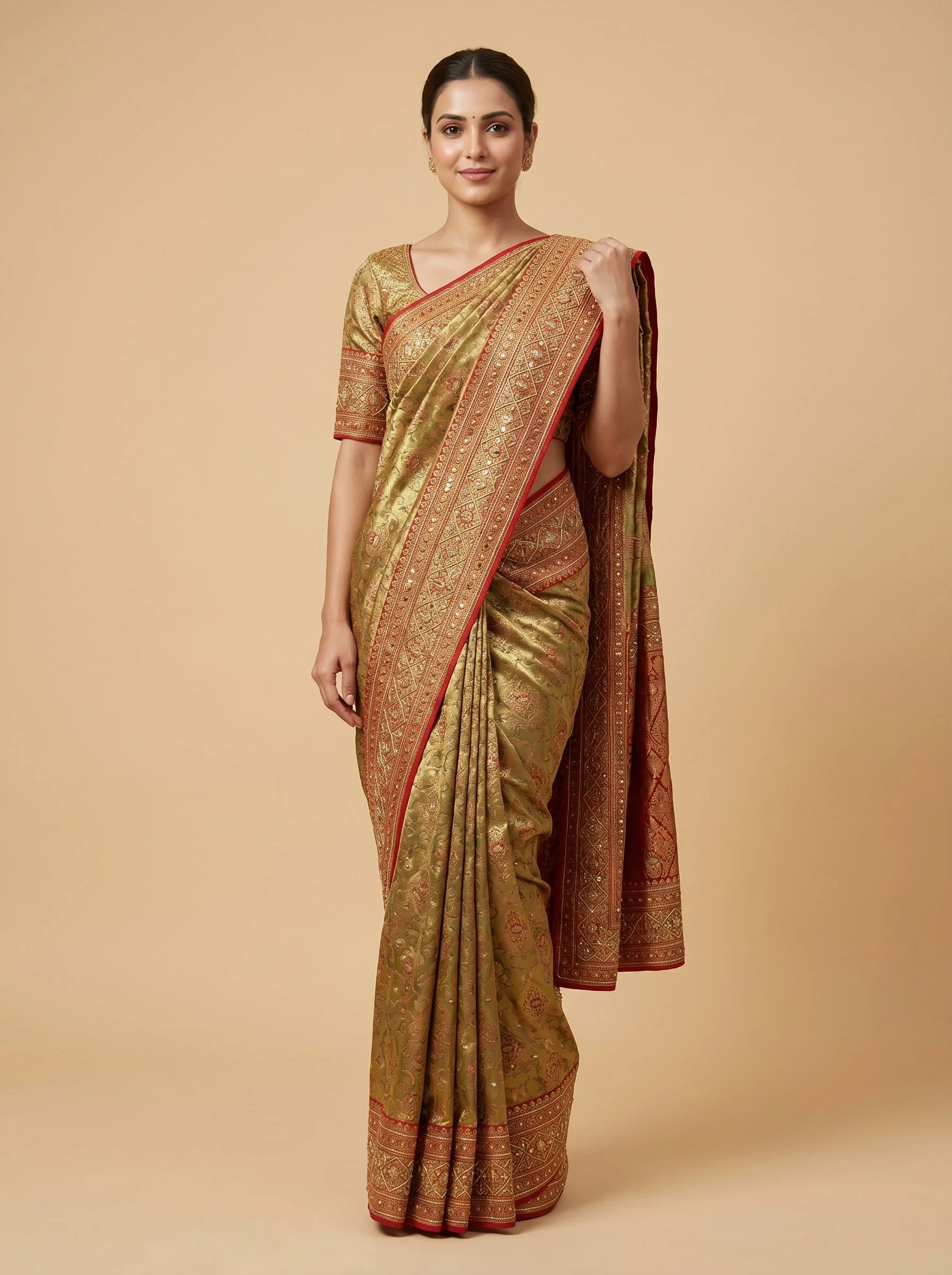 Pista Soft Detail Embroidered Saree