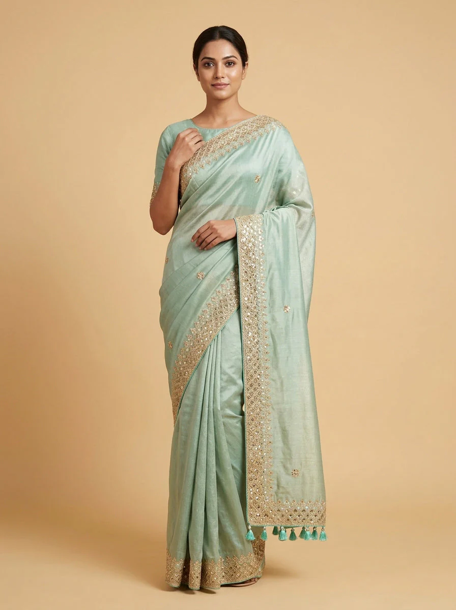 Pistachio Green Fresh Glow Saree