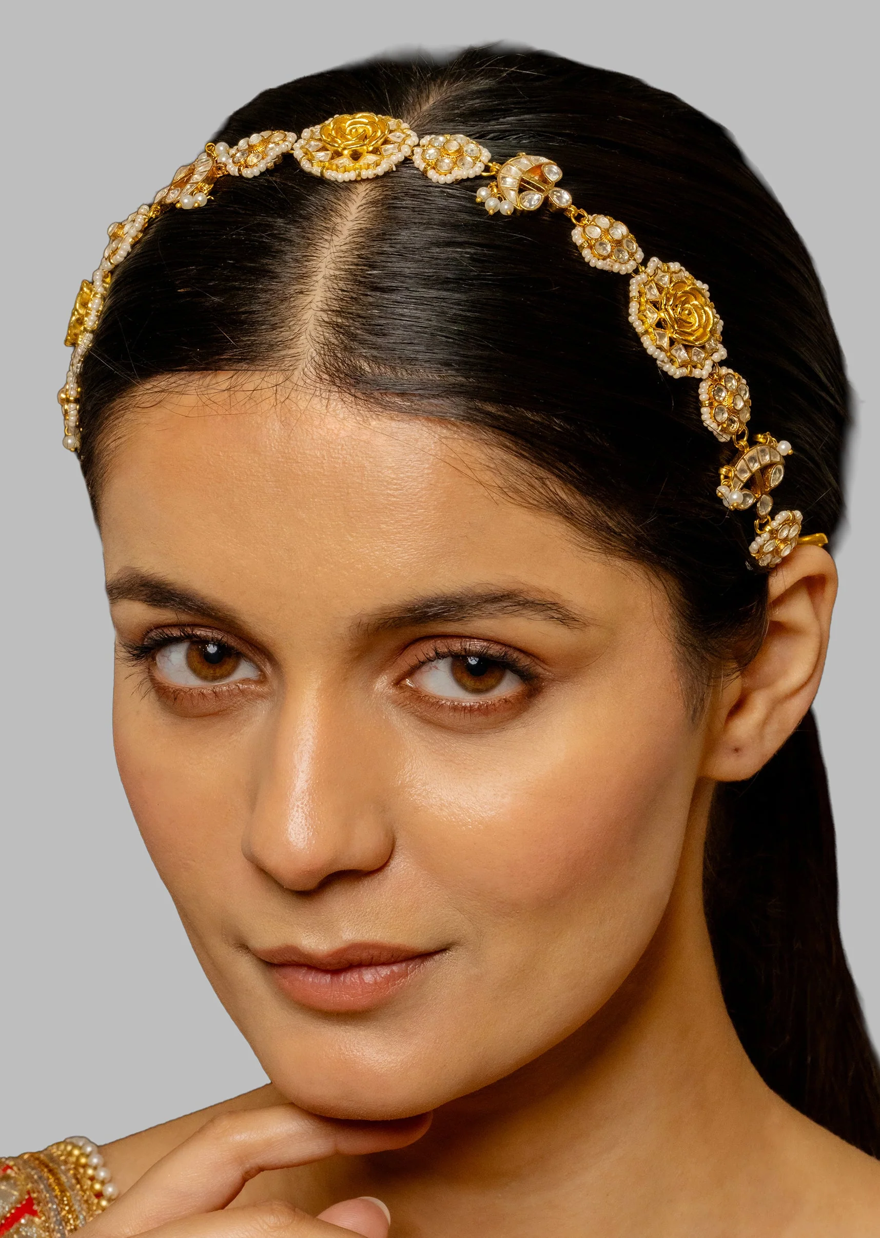 Polki Inspired Kundan Headband - Image 2