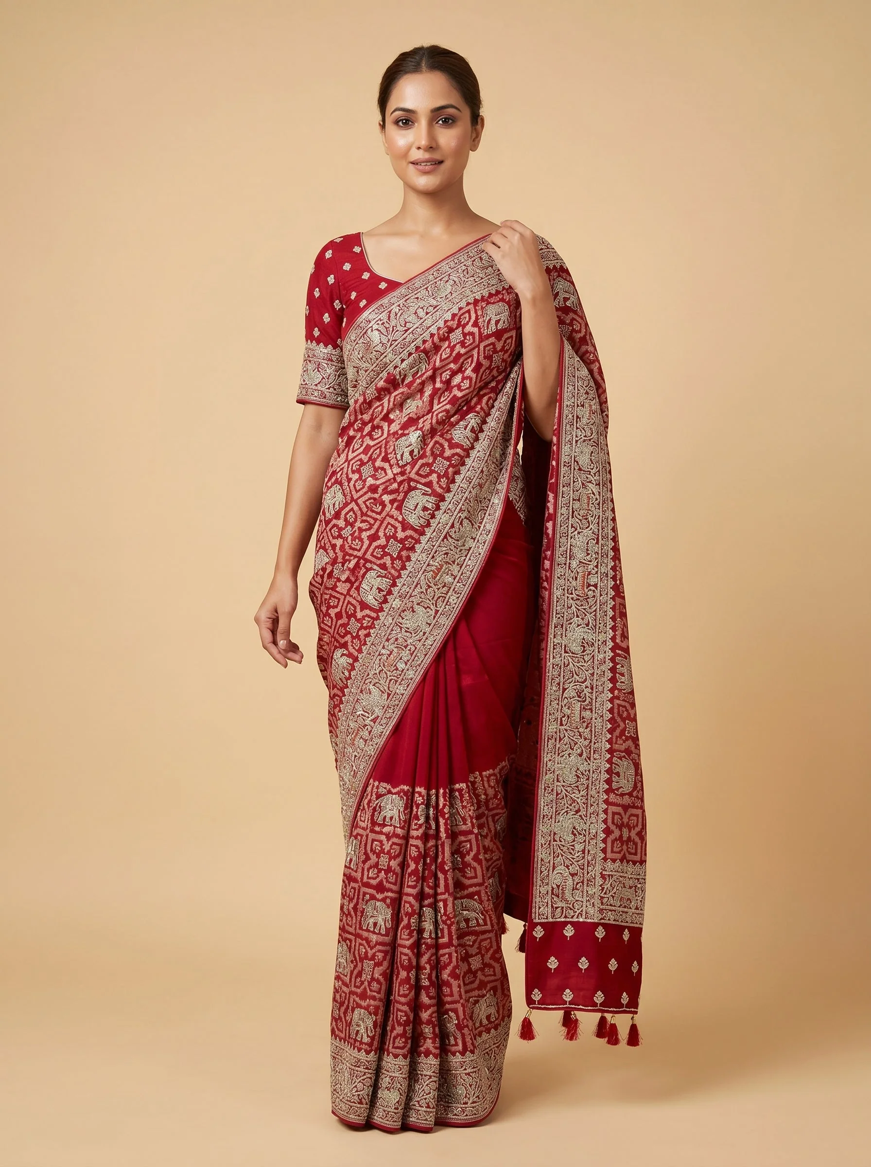 Poppy Red Handloom Saree