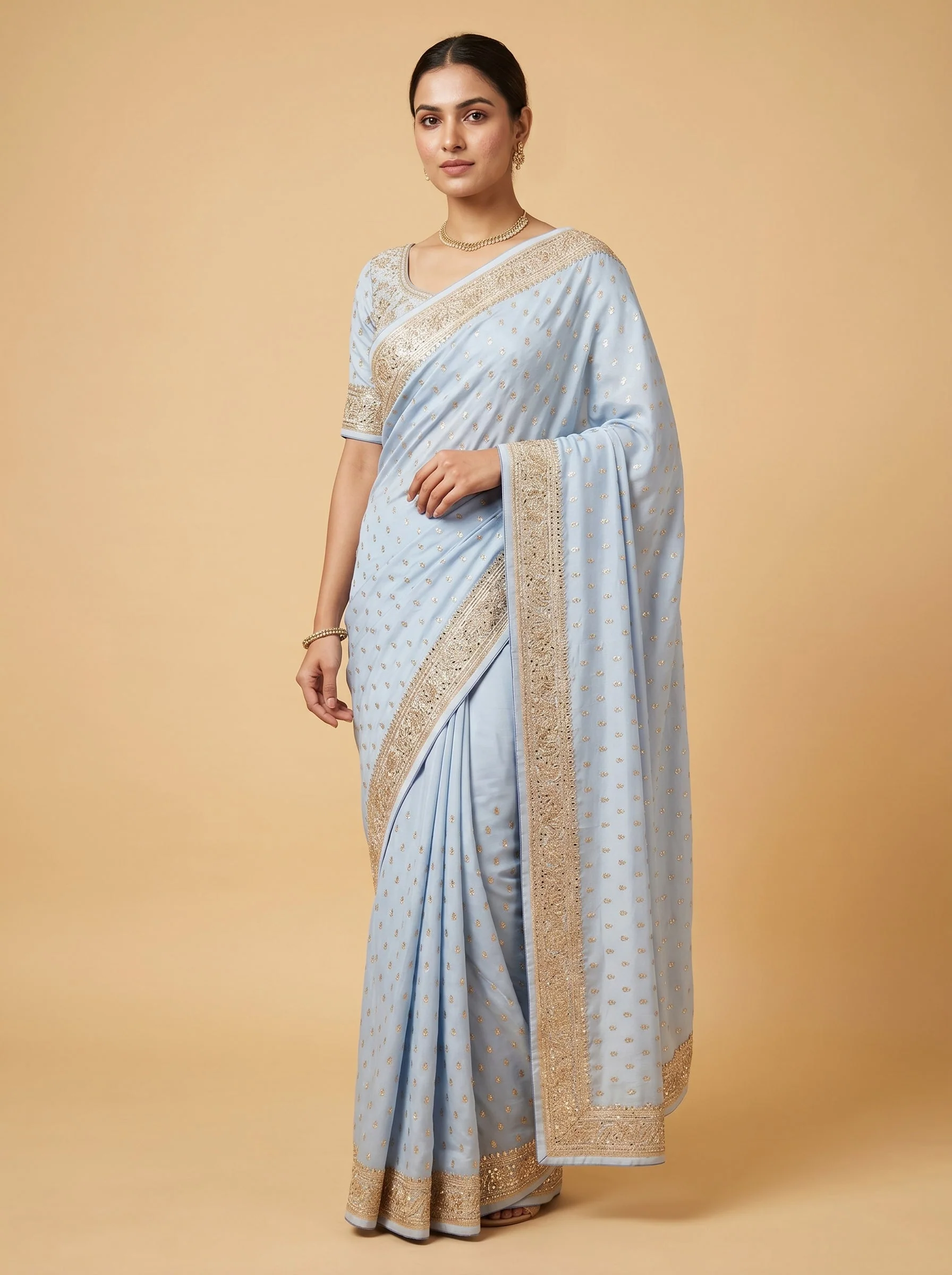 Powder Blue Mist Embroidered Saree