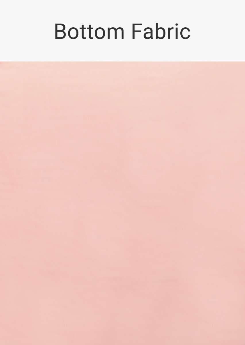 Powder Peach Unstitched Suit With Floral Print And Embellished Buttis - Image 4