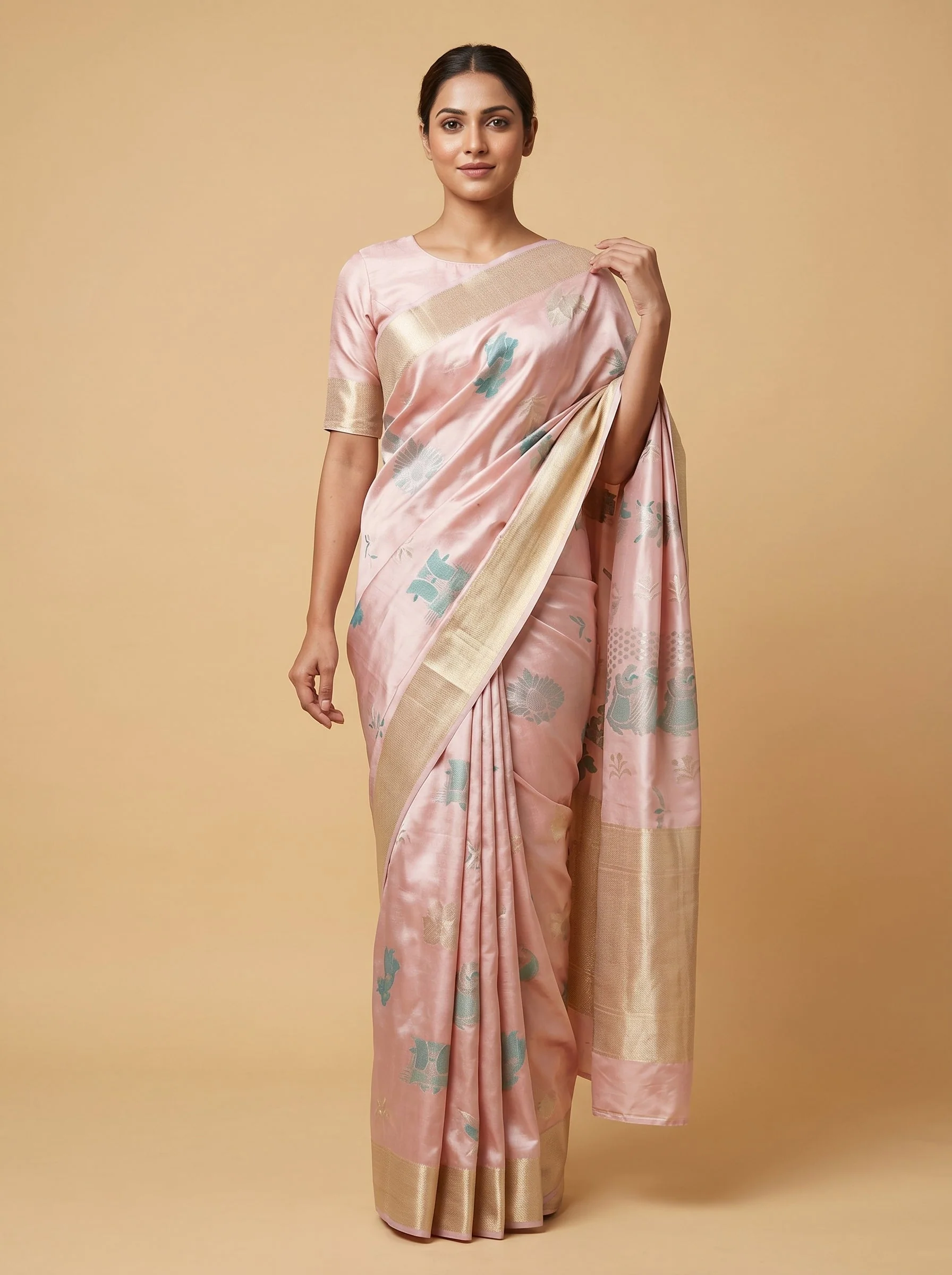 Powder Pink Gentle Glow Handloom Saree