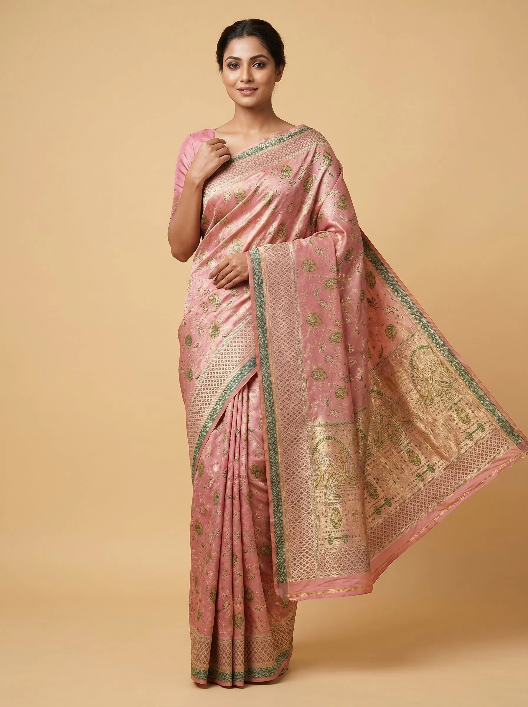 Powder Pink Handloom Saree