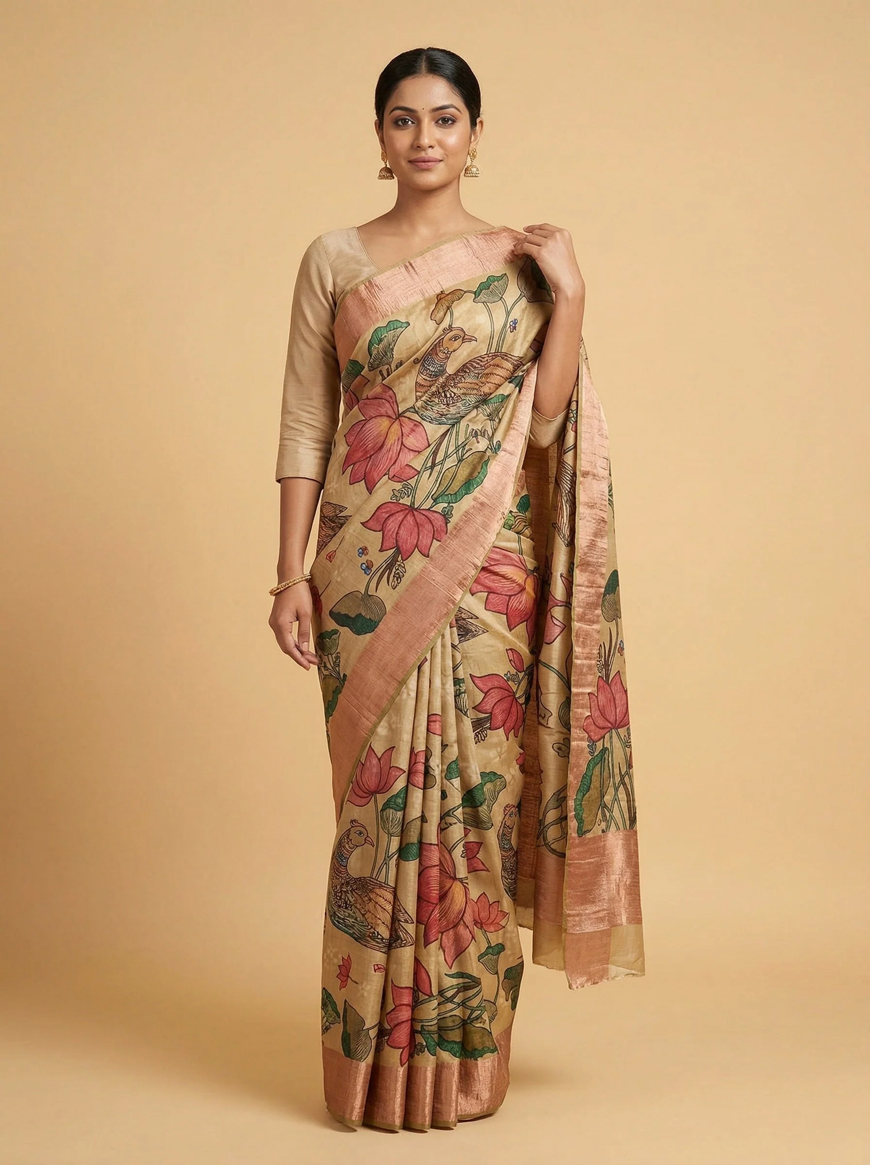 Printed Mehendi Green Saree