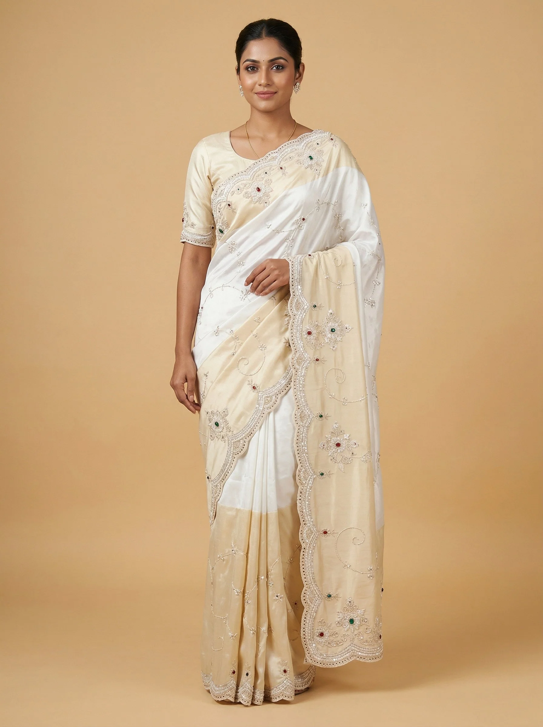 Pristine White Embroidered Saree