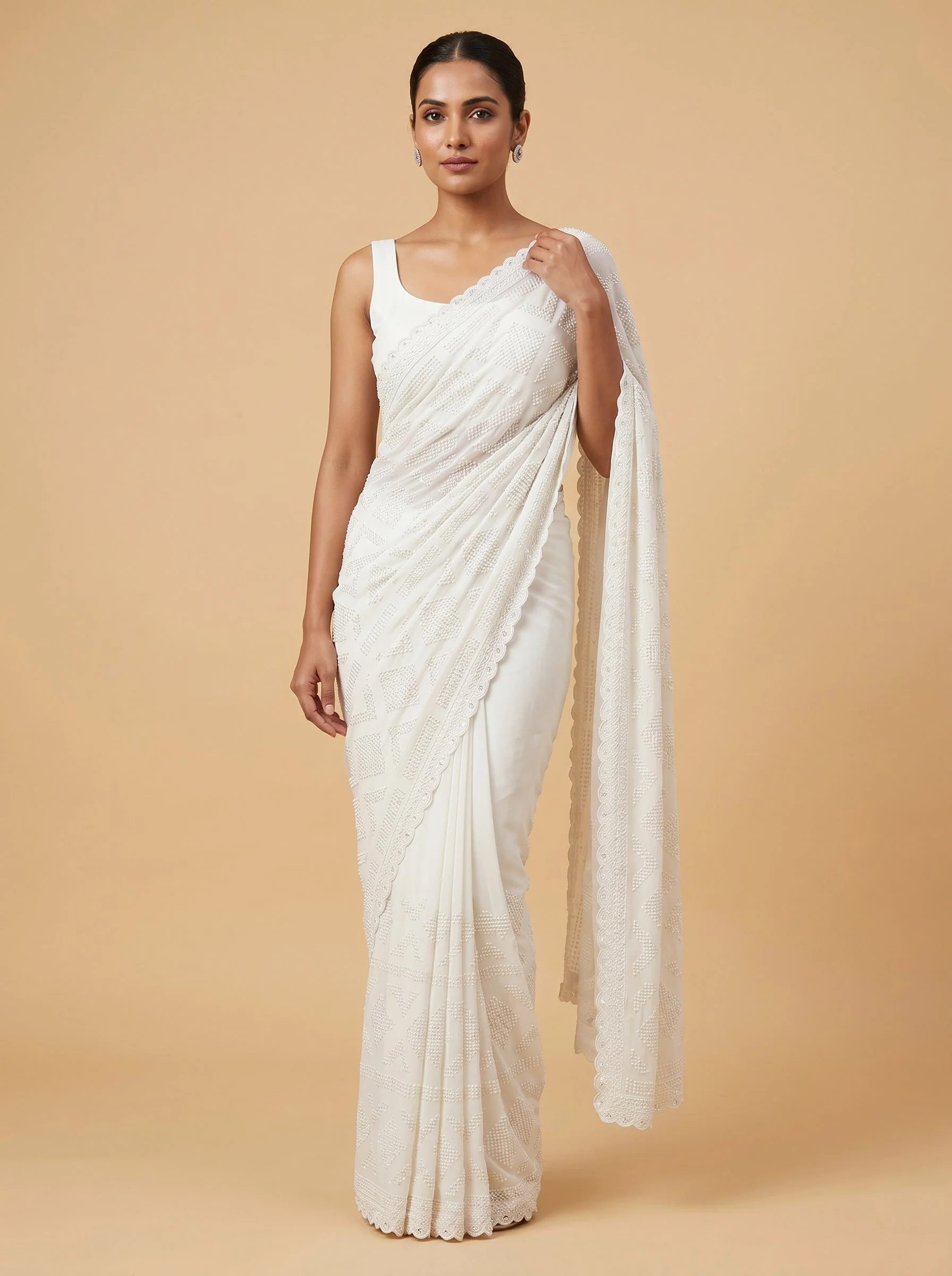 Pristine White Shine Saree
