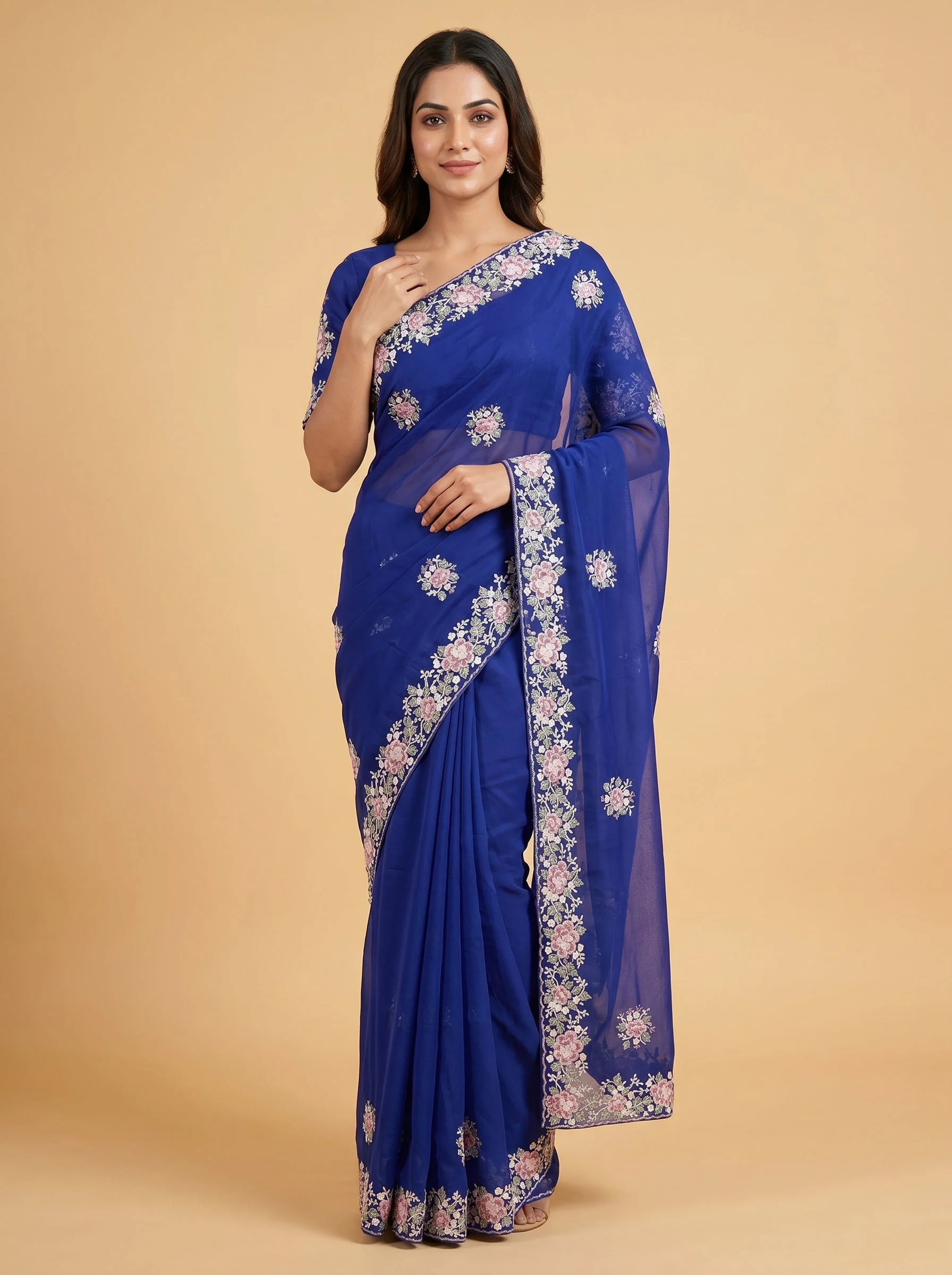 Purple Amethyst Veil Embroidered Saree