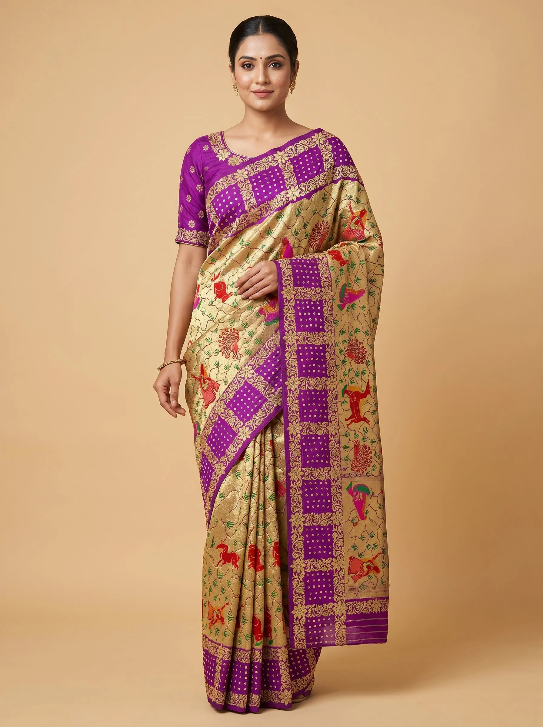 Purple Bandhani Saree with Timeless Appeal