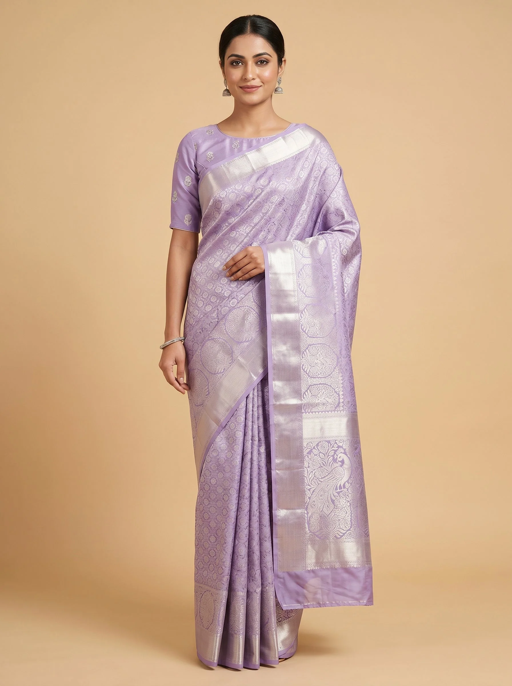 Purple Classic Embroidery Saree