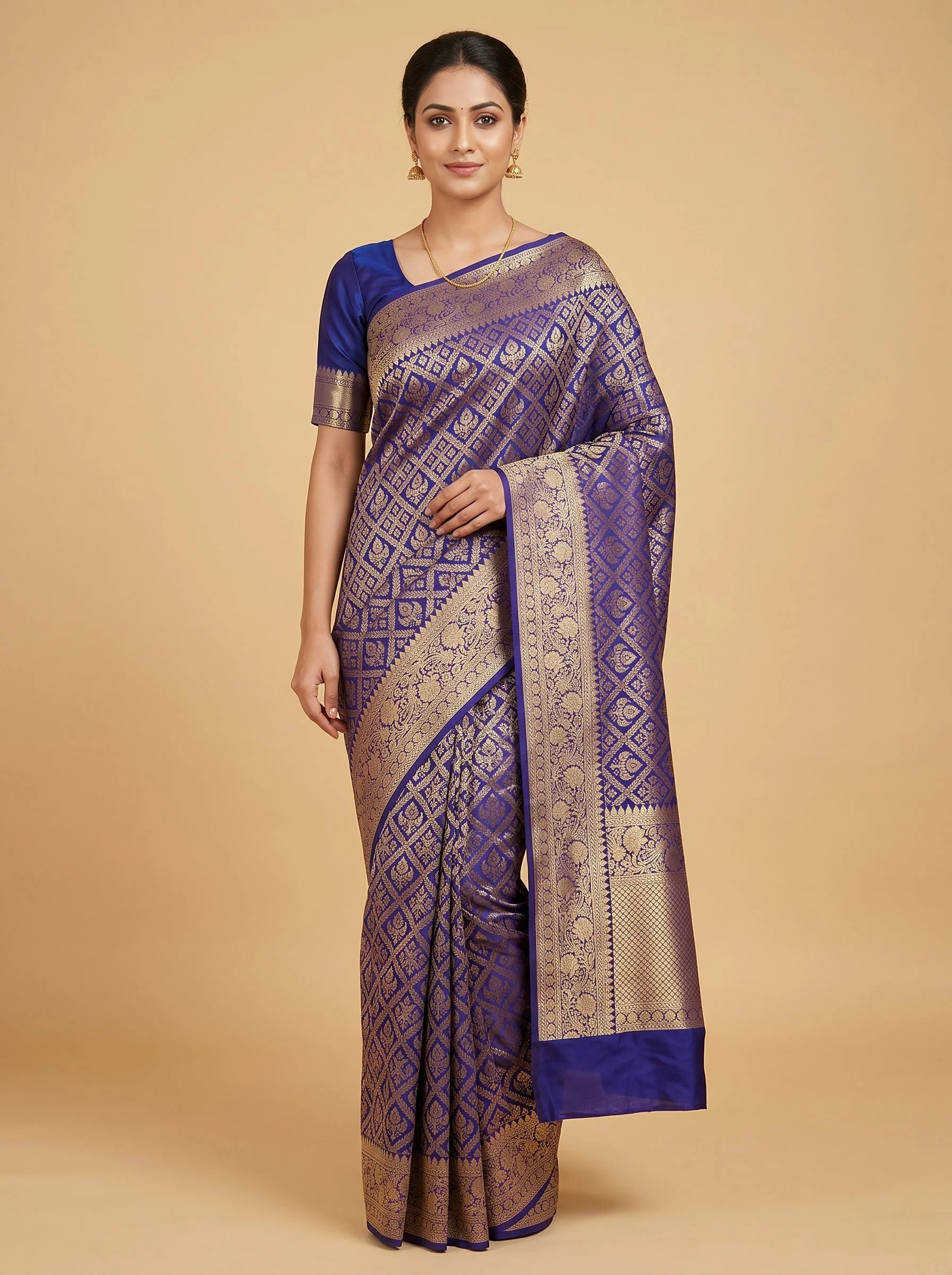 Purple Crown Finish Handloom Saree