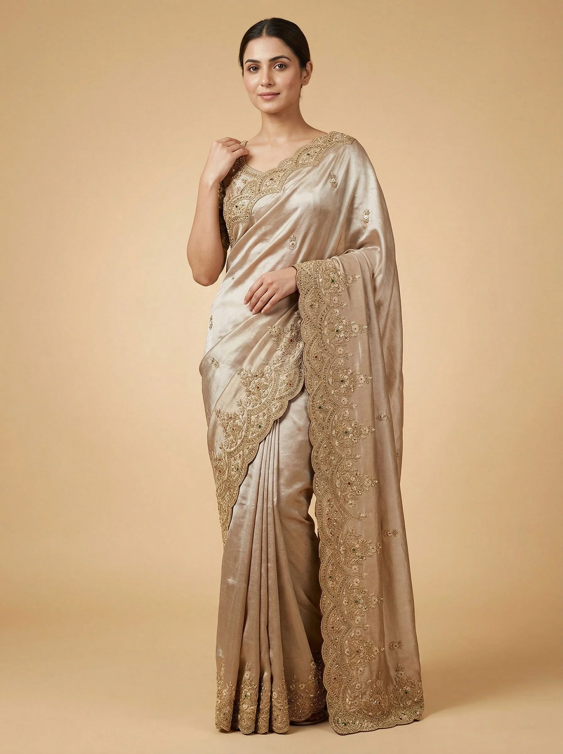 Purple Cultured Embroidered Saree