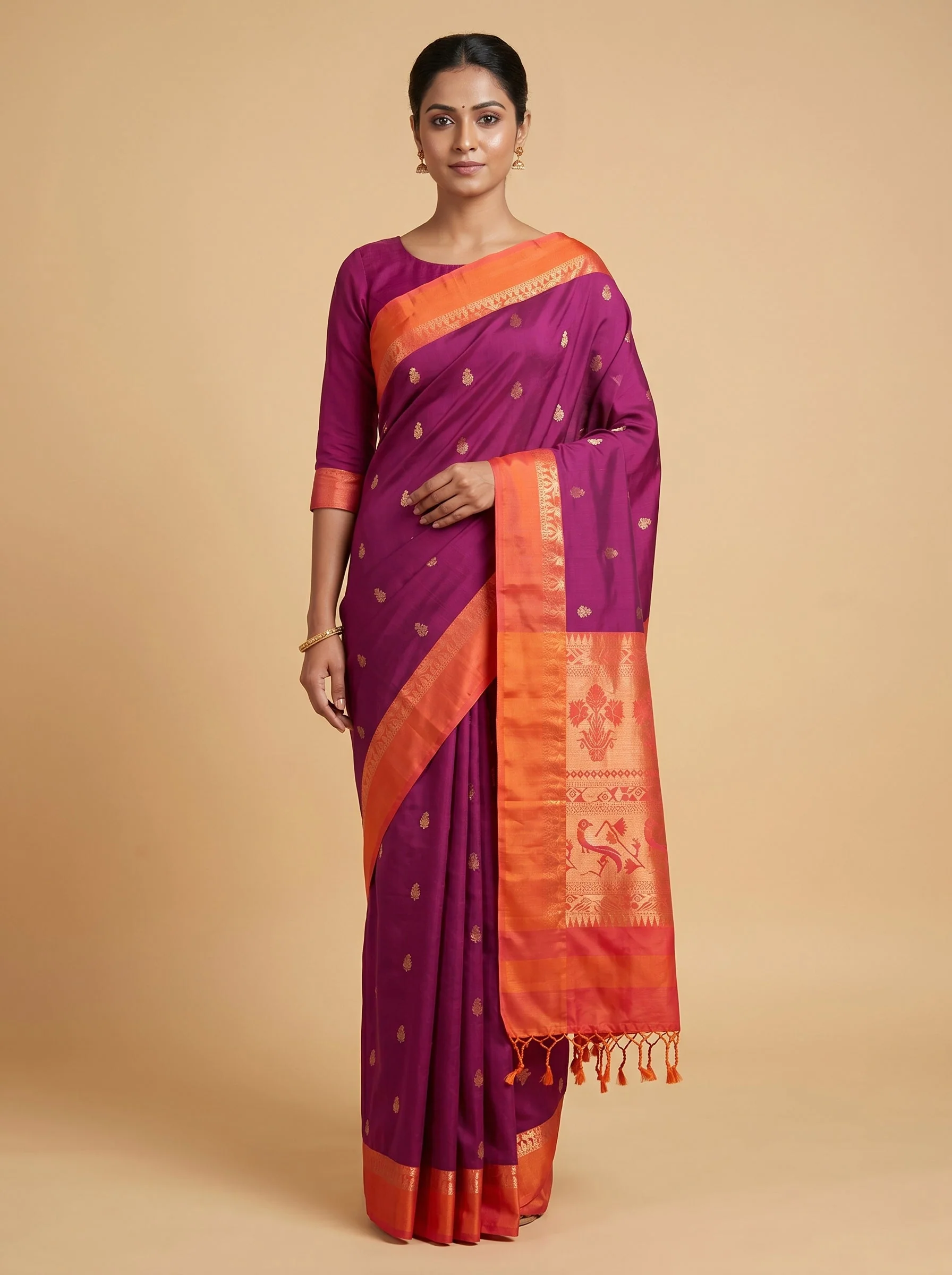 Purple Deep Hue Handloom Saree