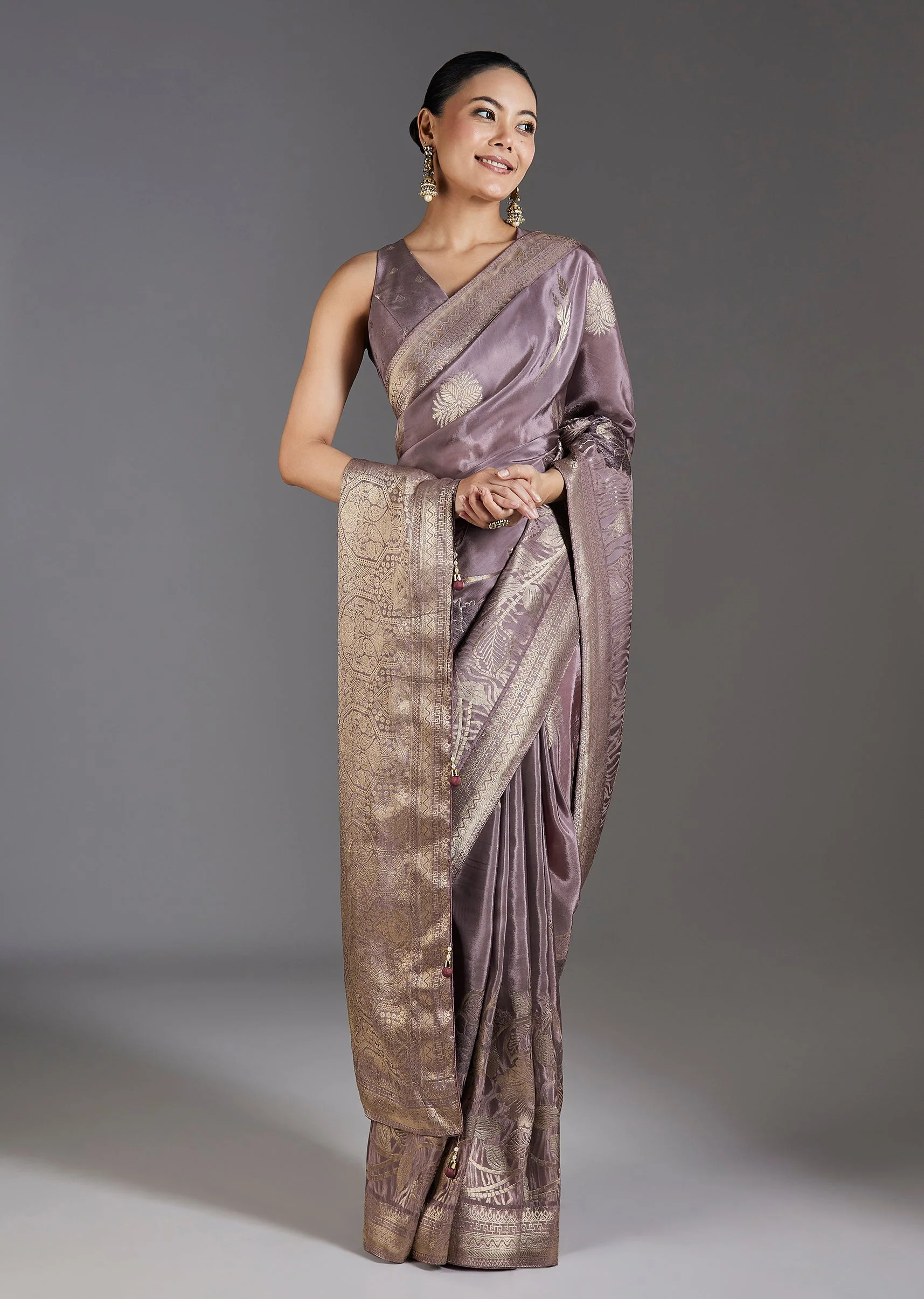 Purple Dola Silk Zari Woven Saree