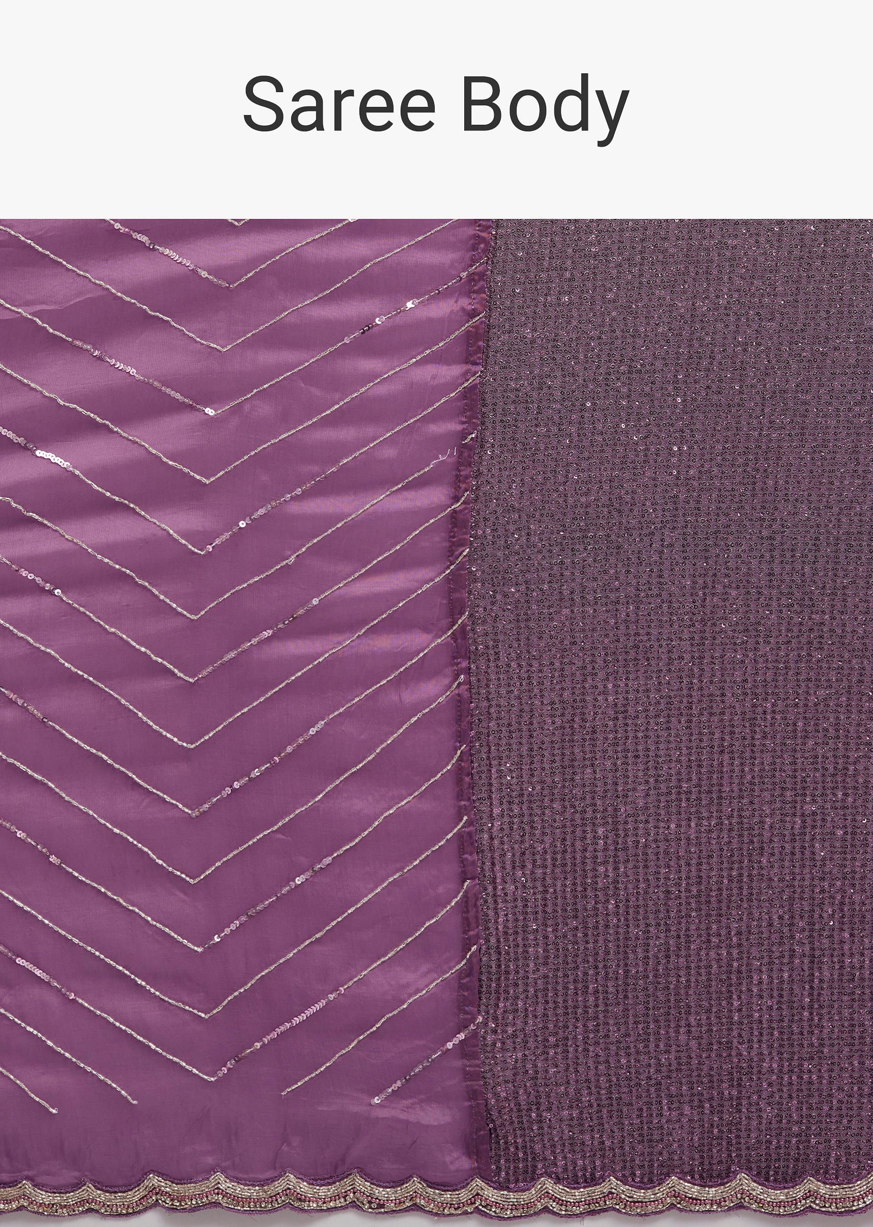 Purple Dual Shaded Half And Half Sequins Saree - Image 9