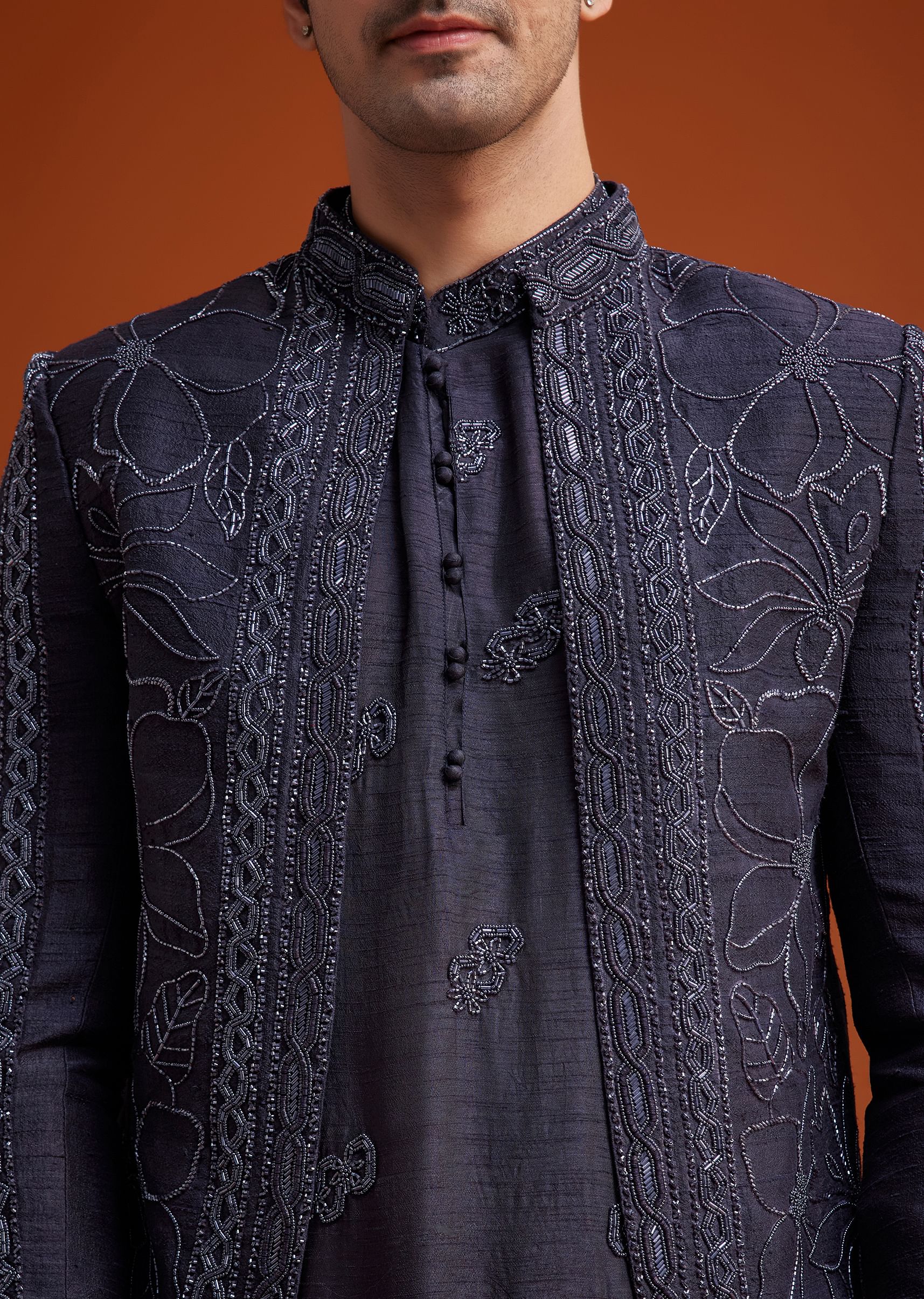 Purple Embroidered Jodhpuri Set - Image 3