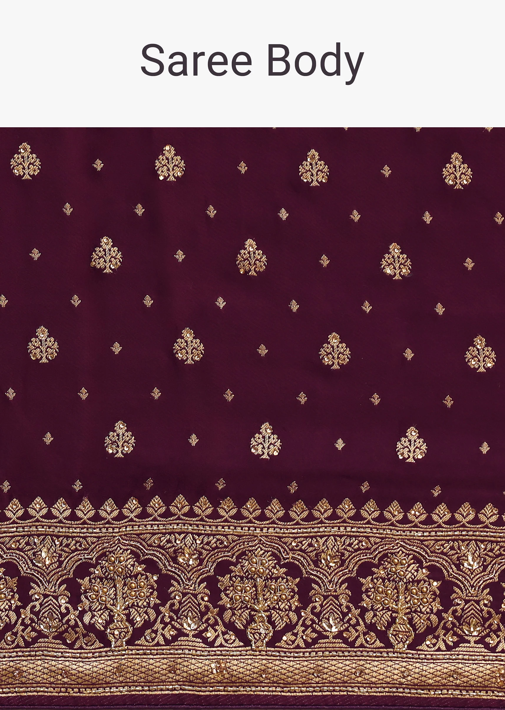 Purple Embroidered Saree With Zardosi Work And Unstitched Blouse - Image 9