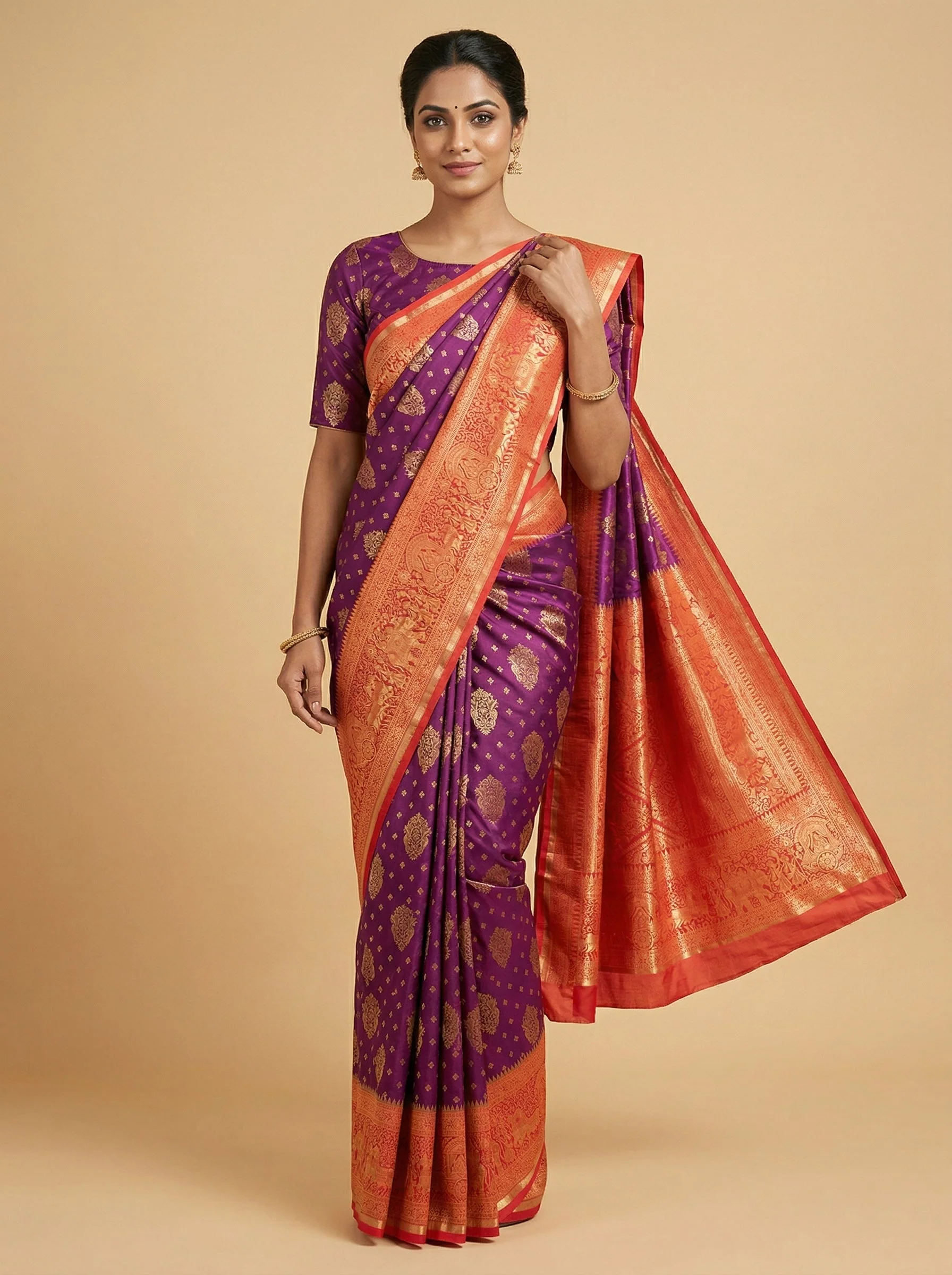 Purple Enduring Handloom Saree