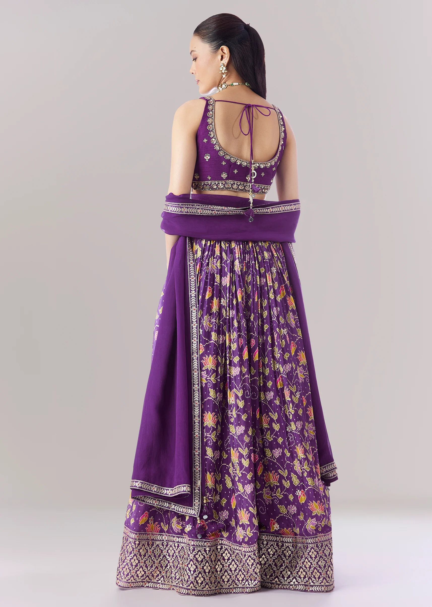 Purple Floral Printed Lehenga - Image 2
