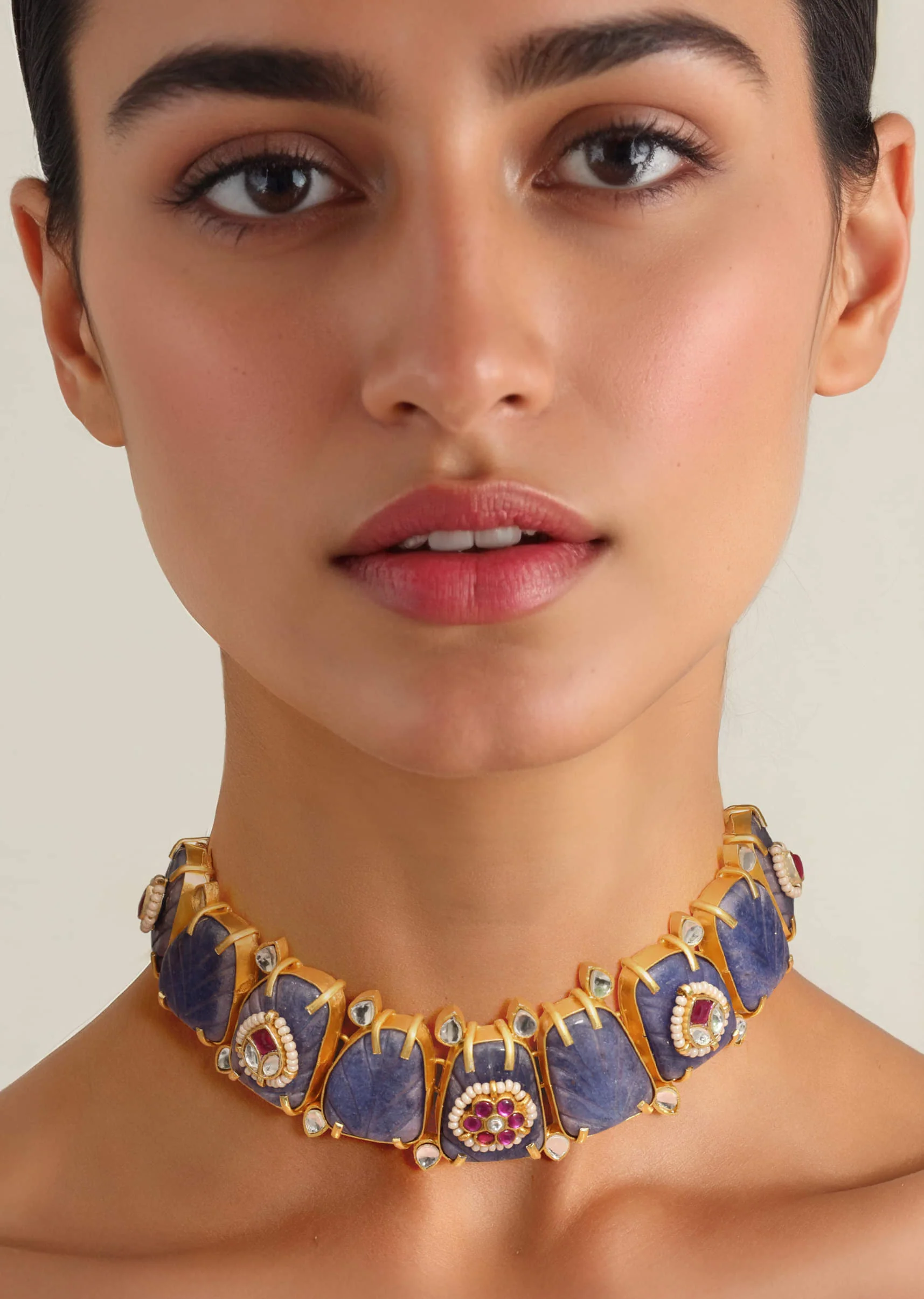Purple Fusion Stone Encrusted Necklace