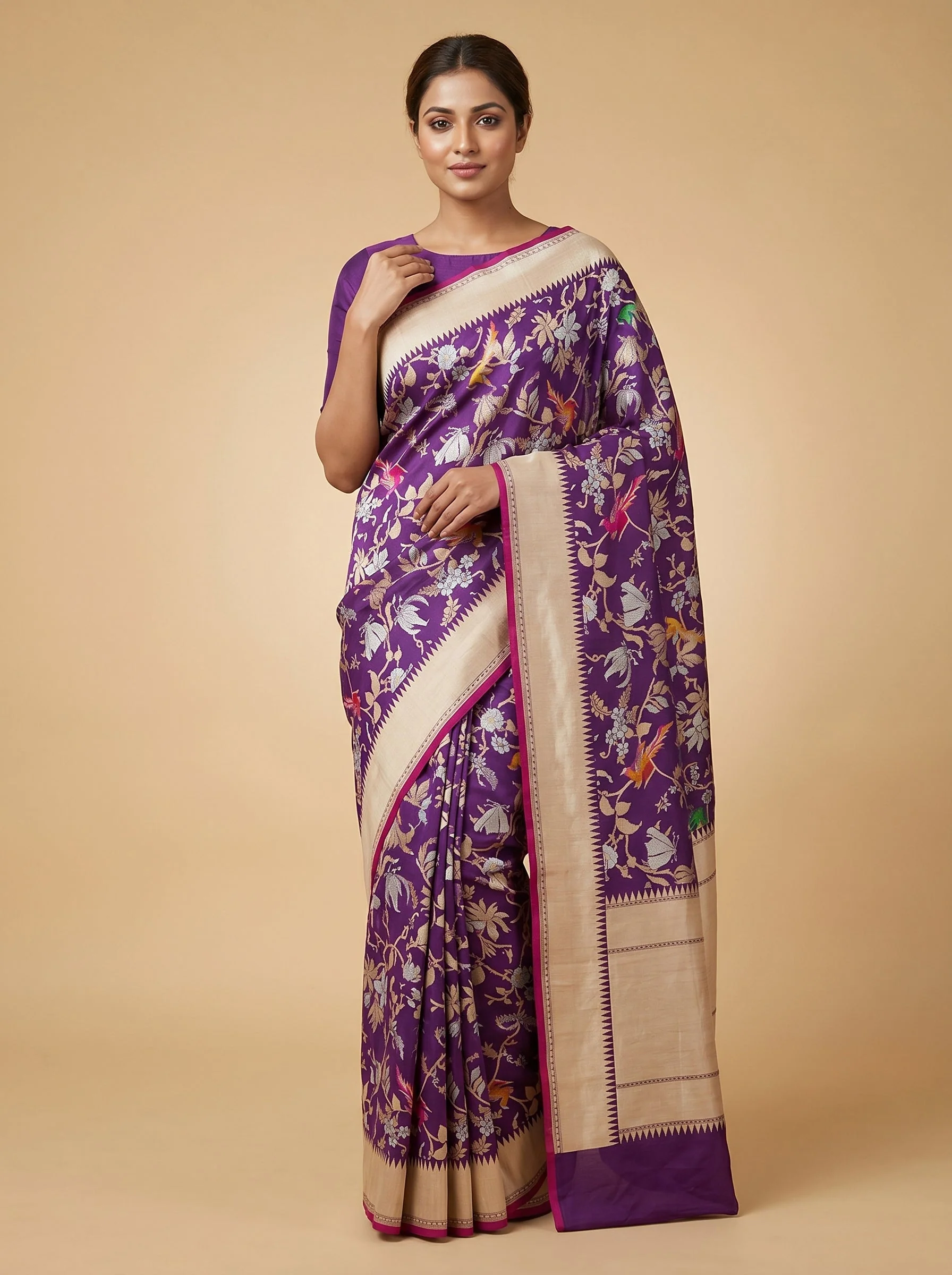 Purple Grand Flow Handloom Saree