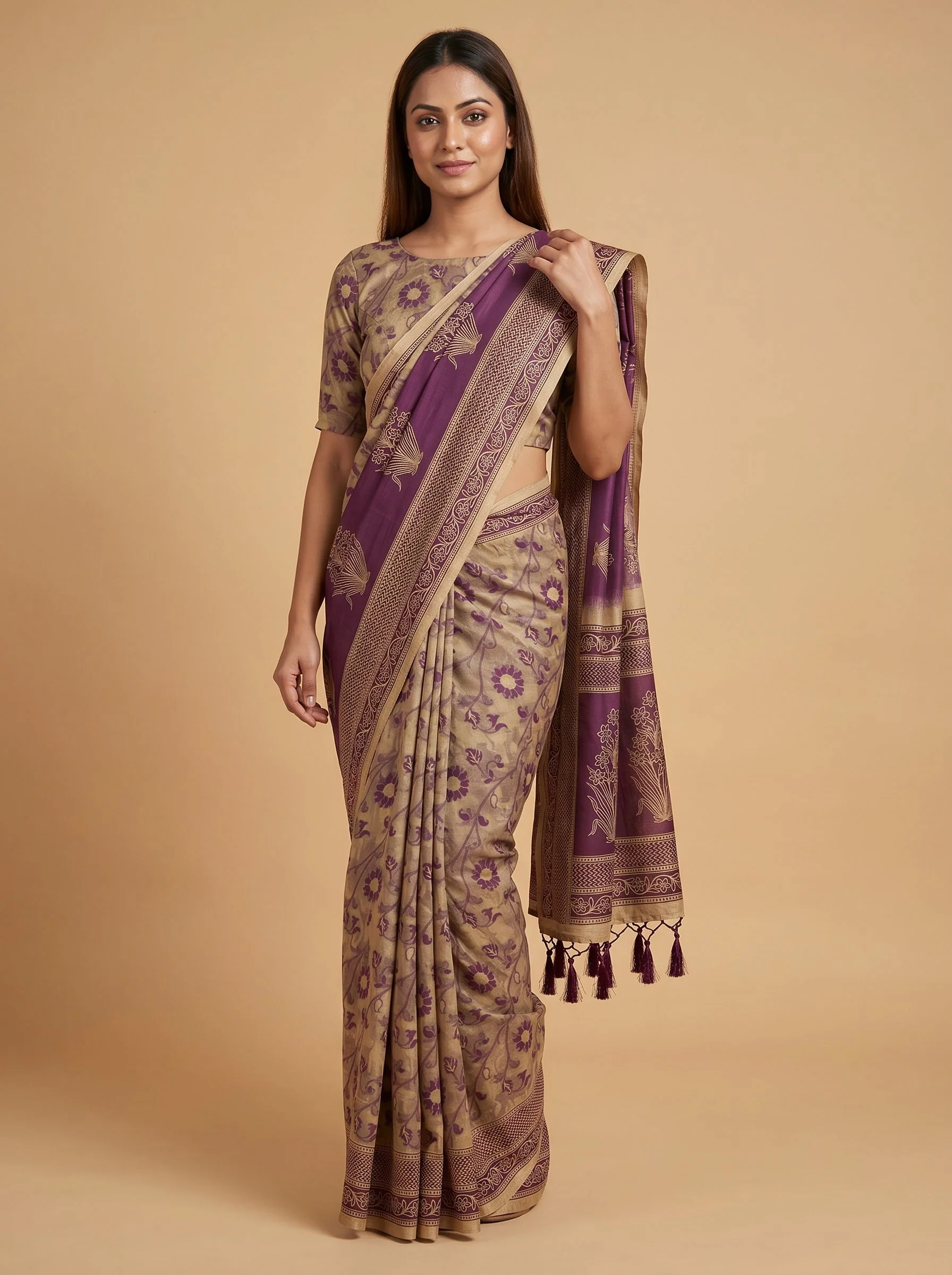Purple Heritage Weave Handloom Saree