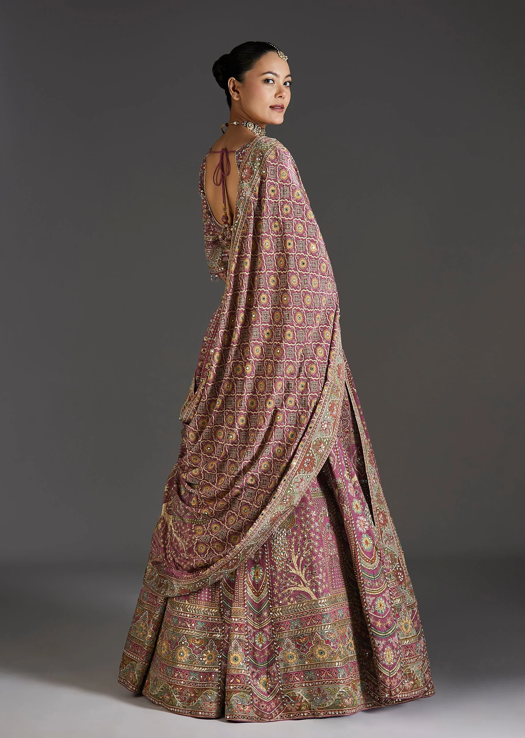 Purple Lehenga With Mirror Sparkle Detail - Image 2
